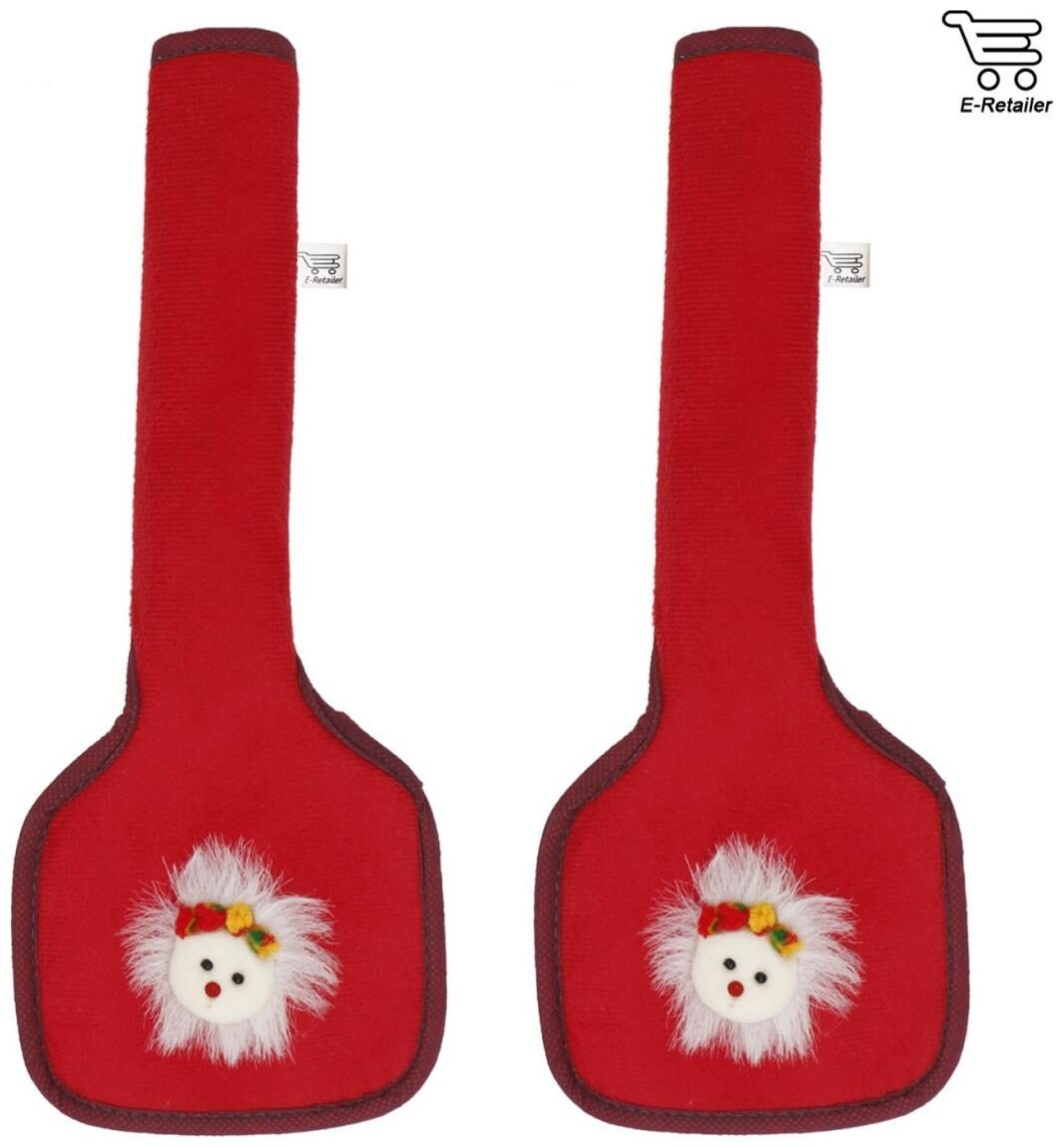 

E-Retailer Doll Face Design Red Refrigerator Handle Cover (Set Of 2)