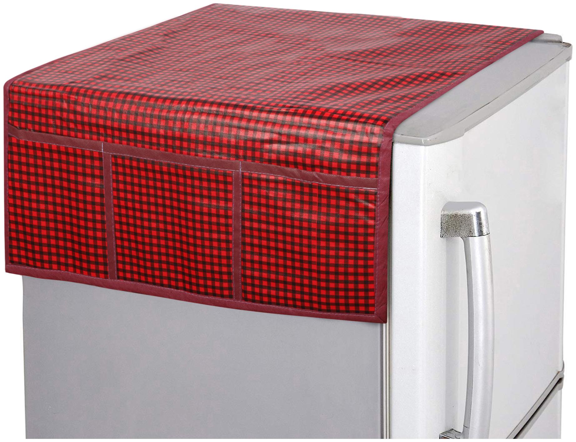 

E-Retailer Fridge Top Cover with 6 Utility Pockets (Red Size-39x21 inches)