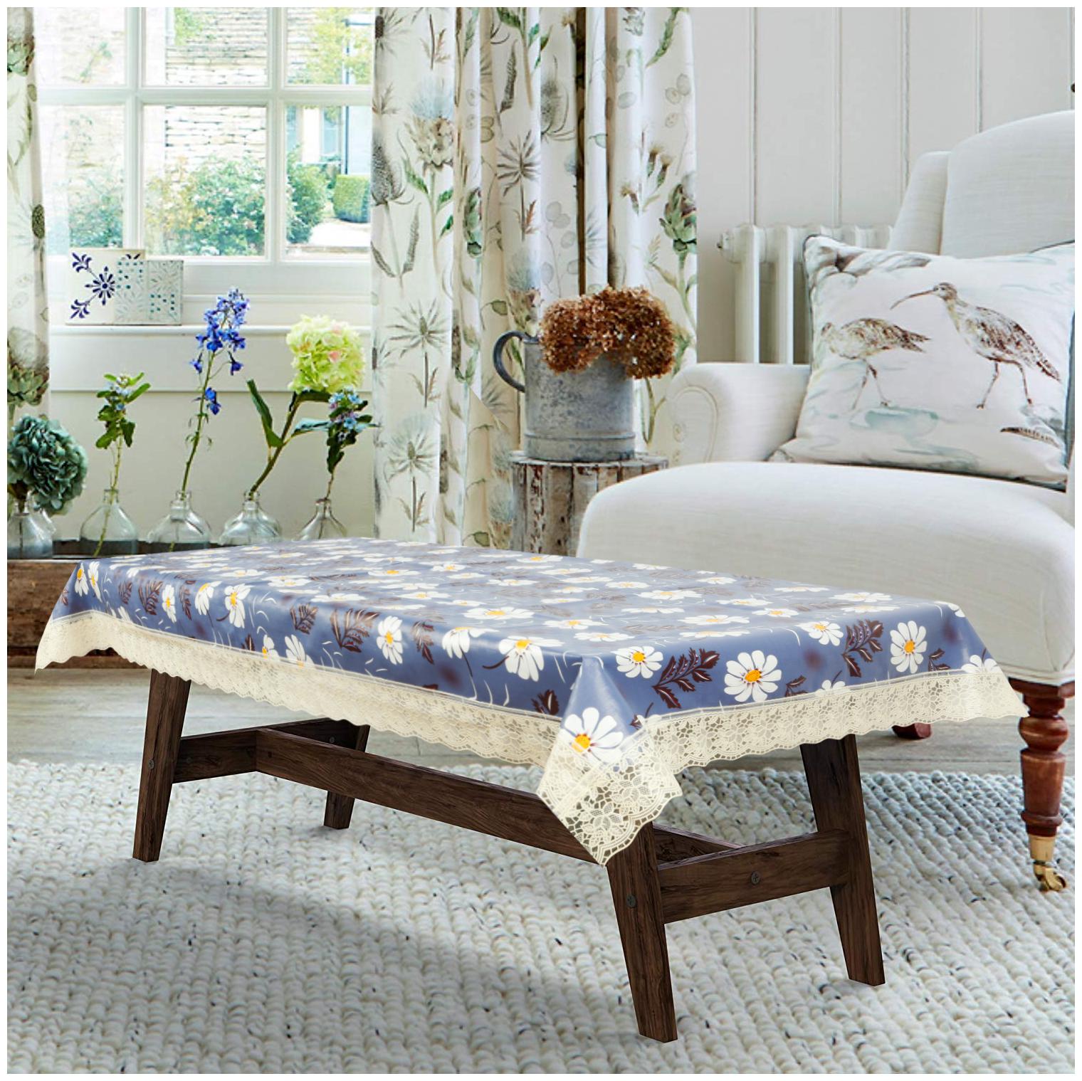 

E-Retailer Floral 6 Seater Table Cover (Size-54x78 Inches Grey PVC)