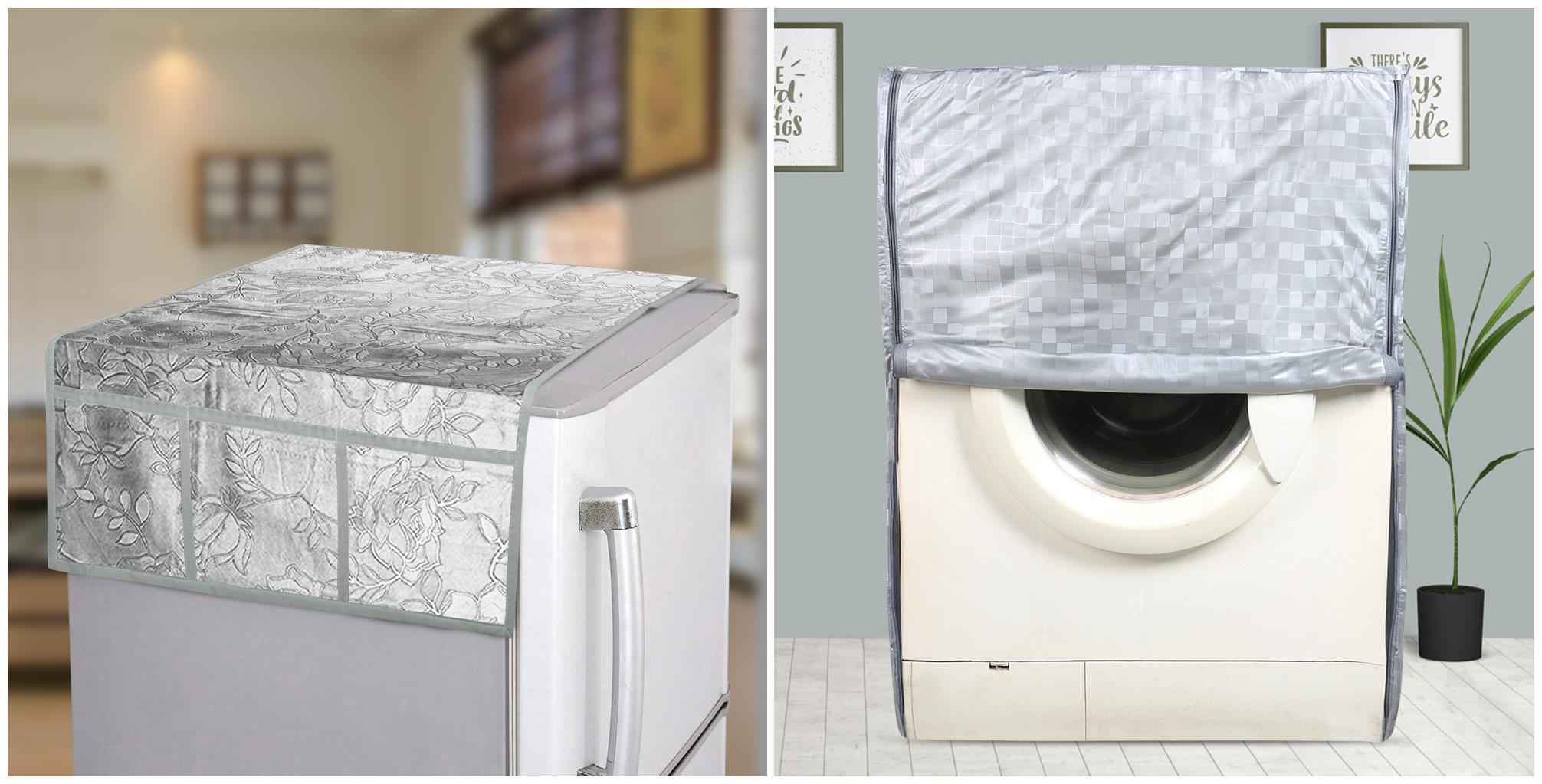 

E-Retailer Front Load Washing Machine Cover For 5kg To 7 5Kg And Fridge Top Cover (Grey Set Of 2)