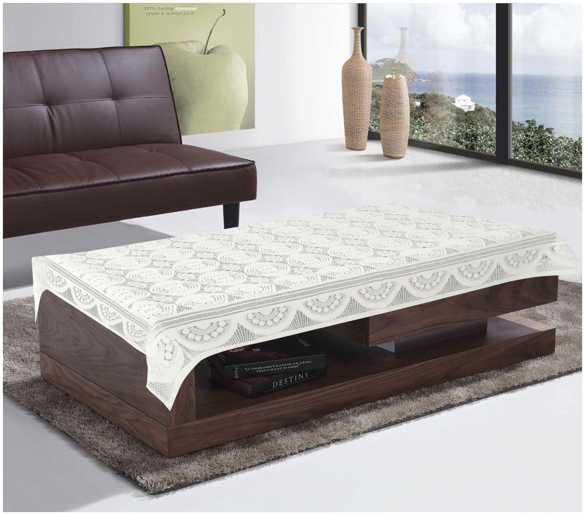 

E-Retailer Net Fabric 4 Seater Centre Table Cover (Size 40x60 inches Color White)