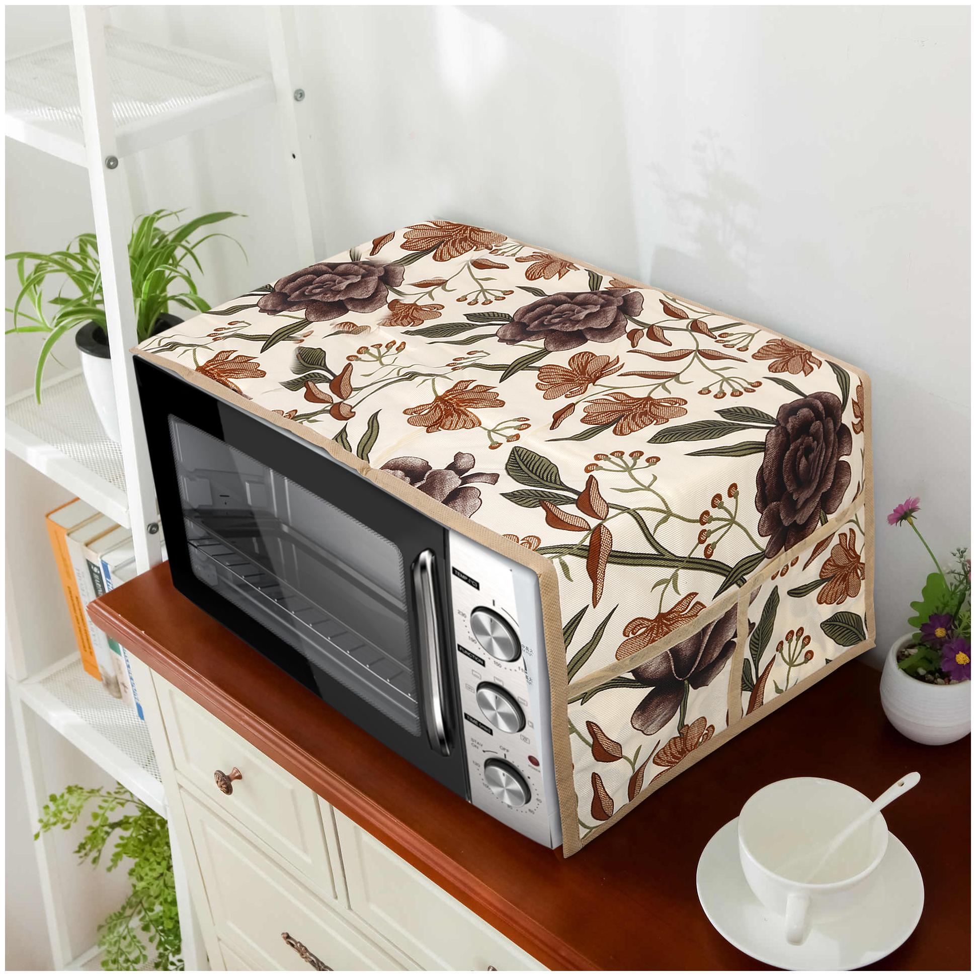 

E-Retailer Polyester 3-Layered Microwave-Oven Top Cover With 4 Pockets (Color- Brown Size-36x14 Inches)