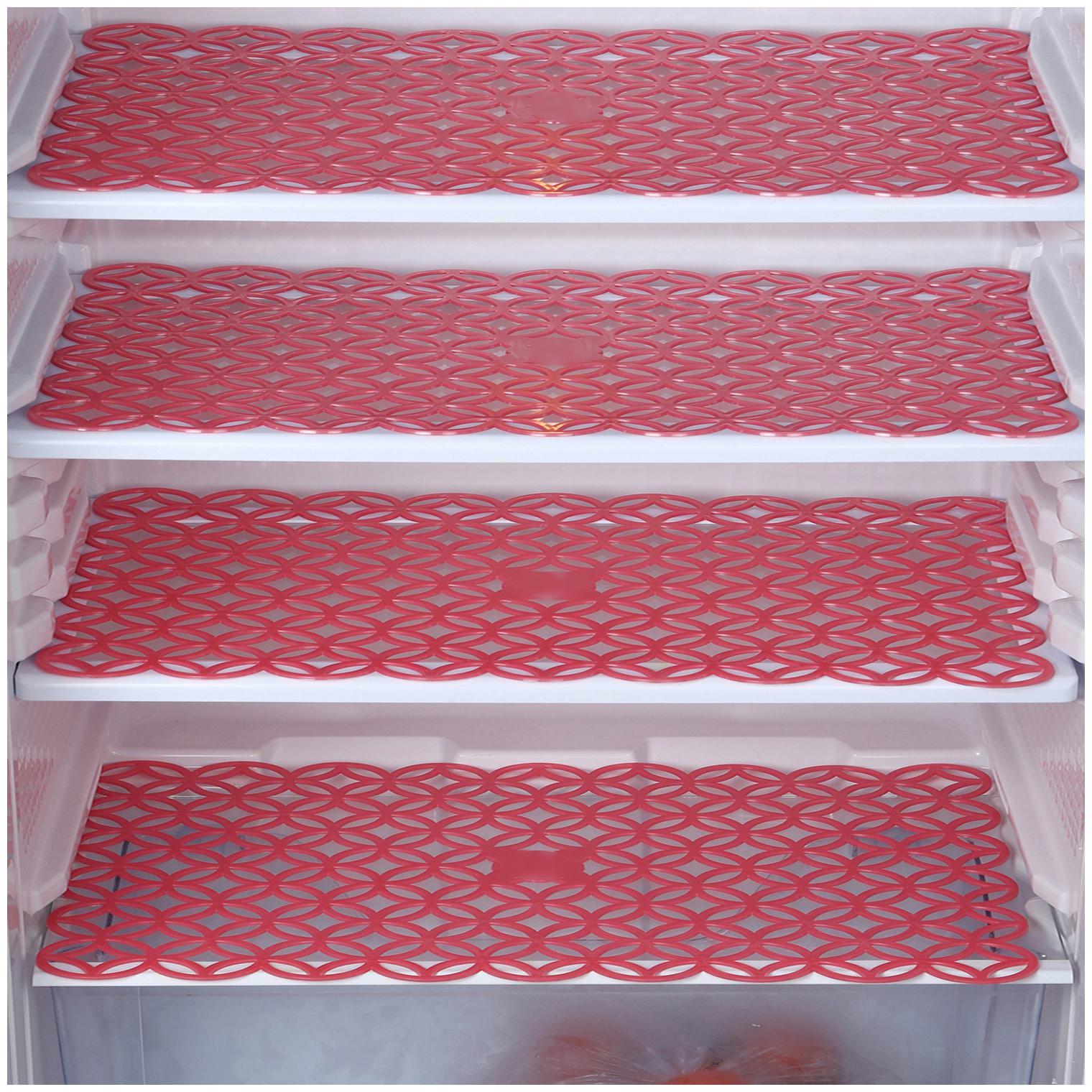 

E-Retailer PVC Anti Slip Round Jaali Fridge Mat Drawer Mat Set (Size 12X17 Inch Color- Pink Set Content Pack of 4)