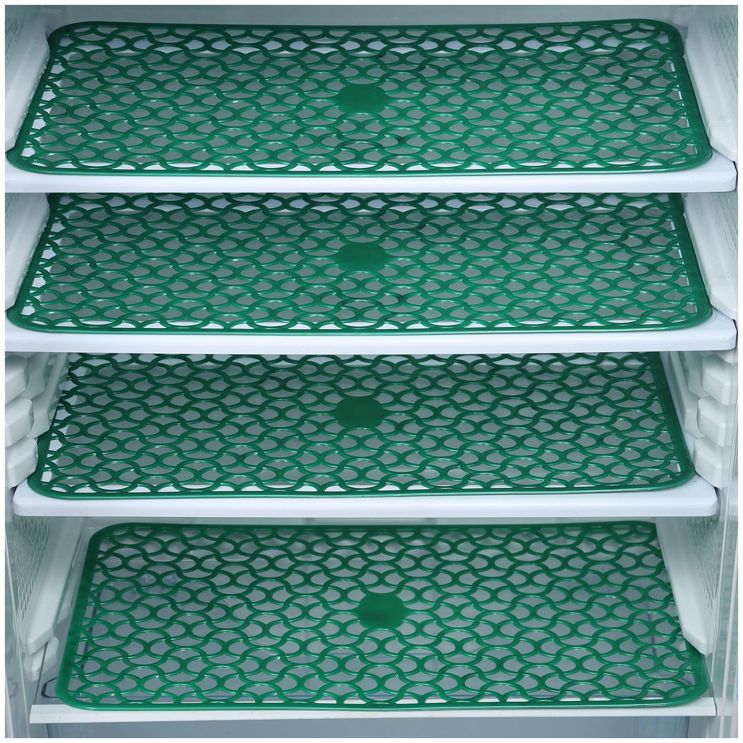 

E-Retailer PVC Anti Slip Round Jaali Fridge Mat Drawer Mat Set (Size 12X17 Inch Color- Green Set Content Pack of 4)