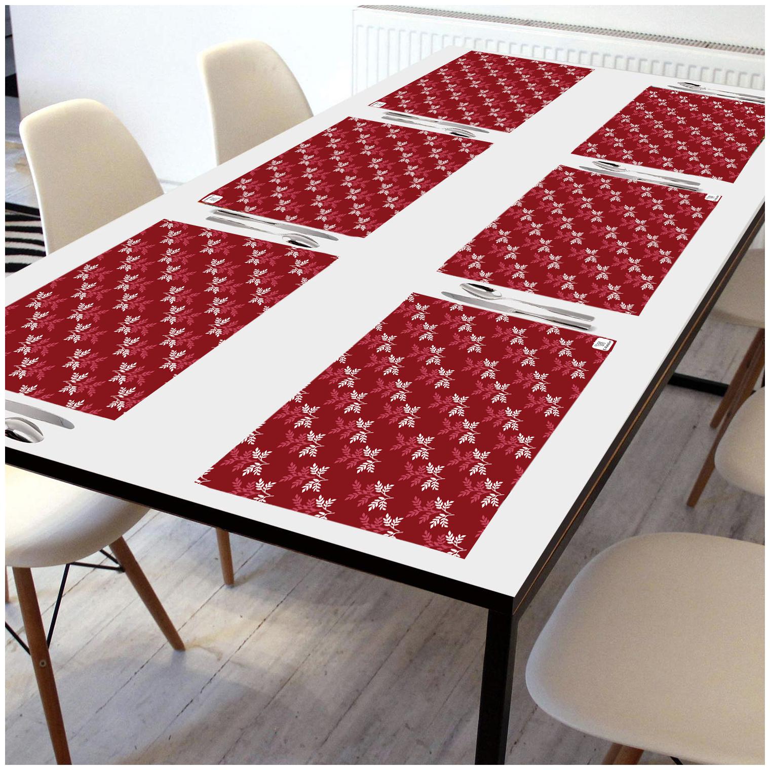

E-Retailer PVC Waterproof Table Mats (Maroon Size 17 5x11 5 inch Set of 6)
