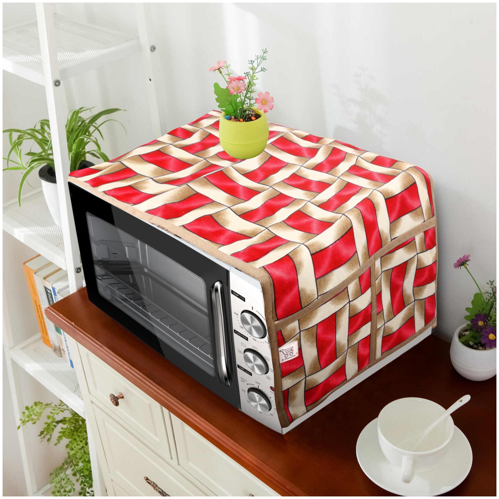

E-Retailer Polyester 3-Layered Microwave-Oven Top Cover With 4 Pockets (Color- Red Size-36x14 Inches)