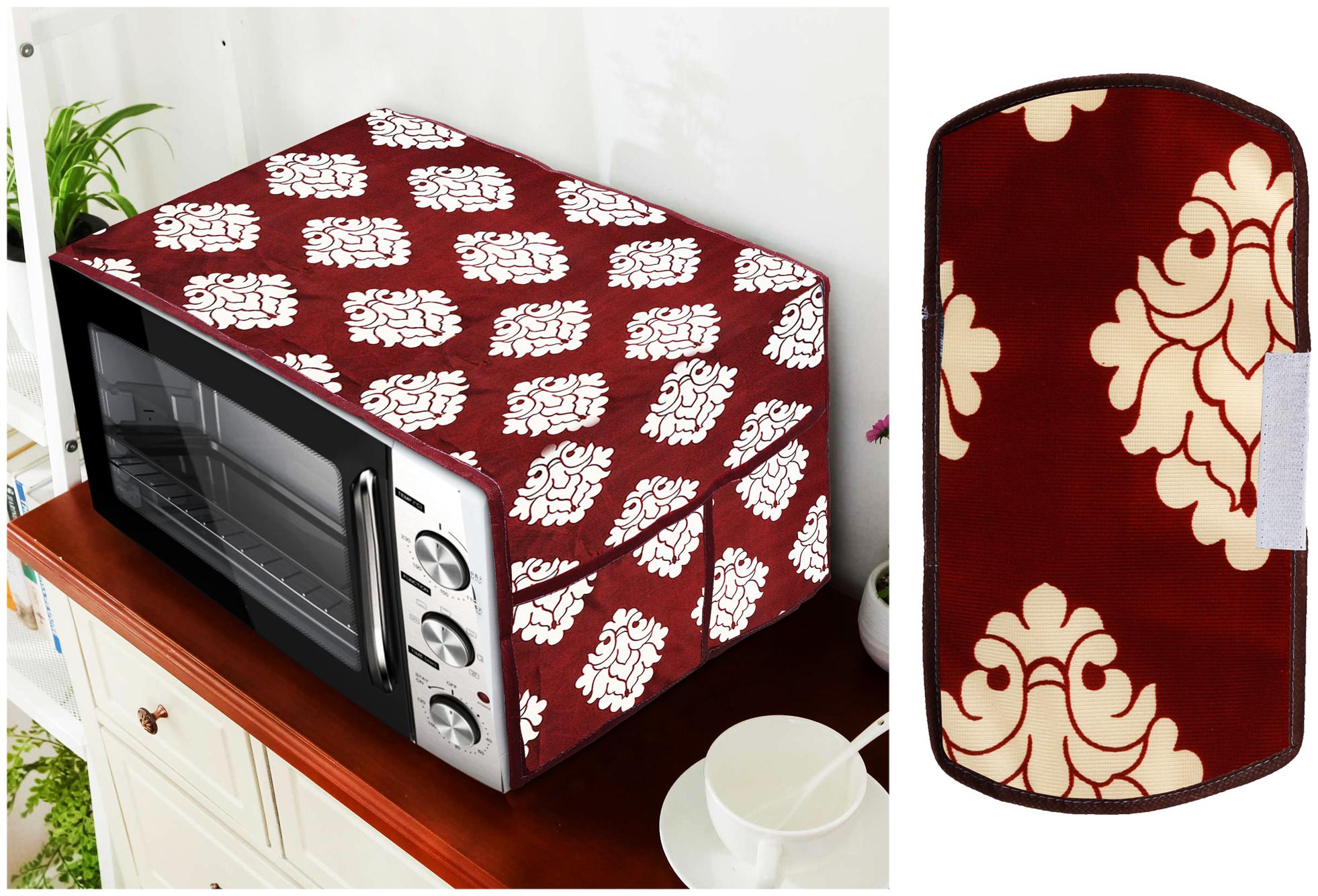 

E-Retailer Polyester 3-Layered Microwave-Oven Top Cover And 1 pc of Handle Cover(Maroon Set of 2)
