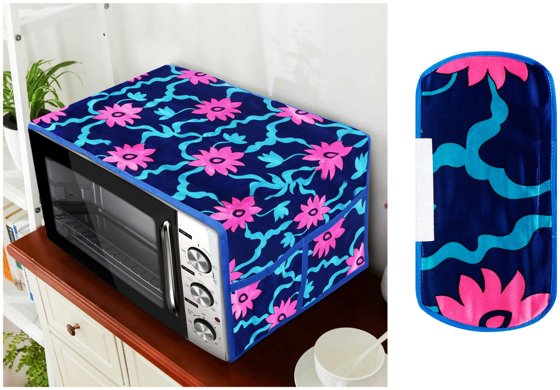 

E-Retailer Polyester 3-Layered Microwave-Oven Top Cover And 1 pc of Handle Cover(PinkBlue Set of 2)