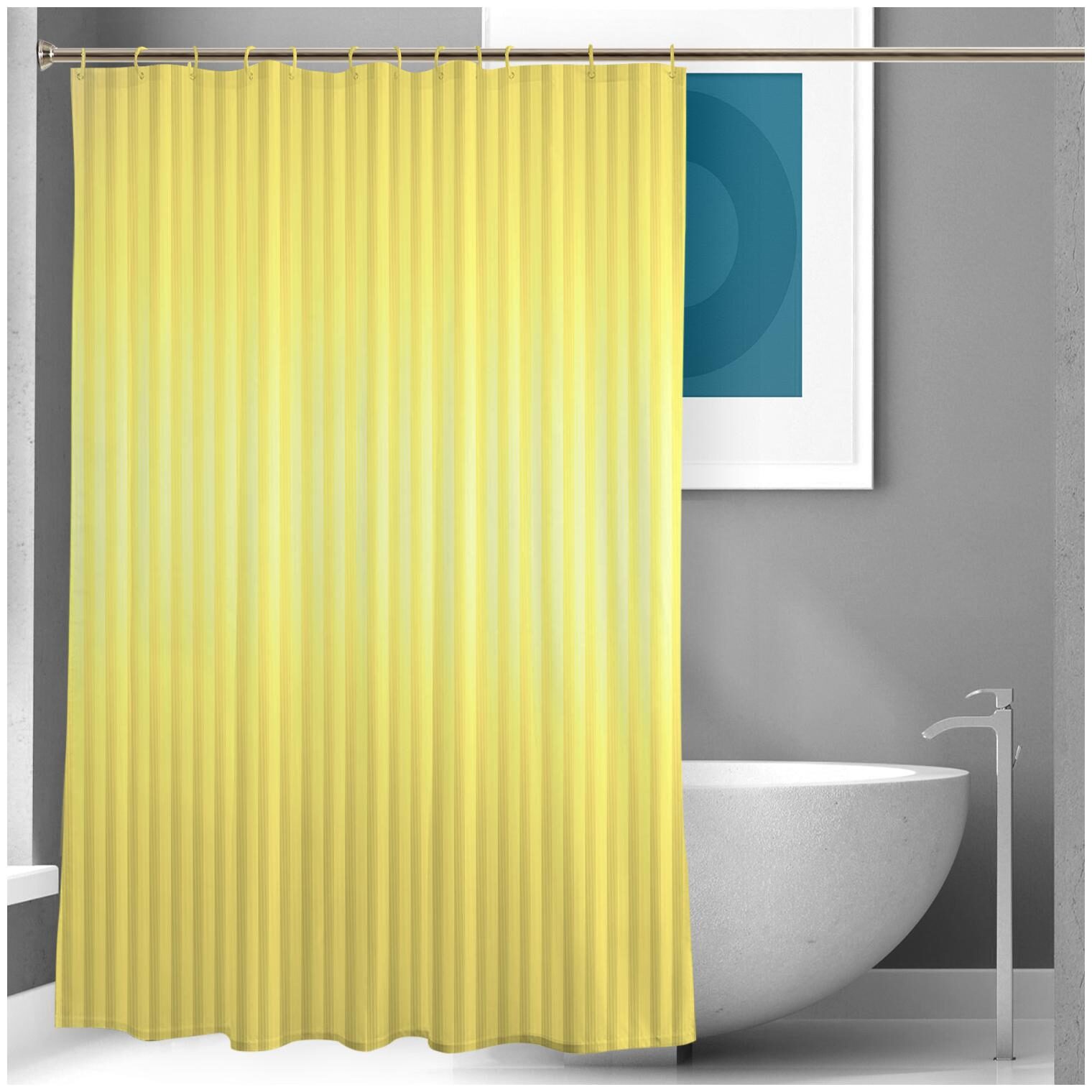 

E-Retailer PVC Door Semi Transparent Yellow Shower Curtain ( Eyelet Closure Striped )