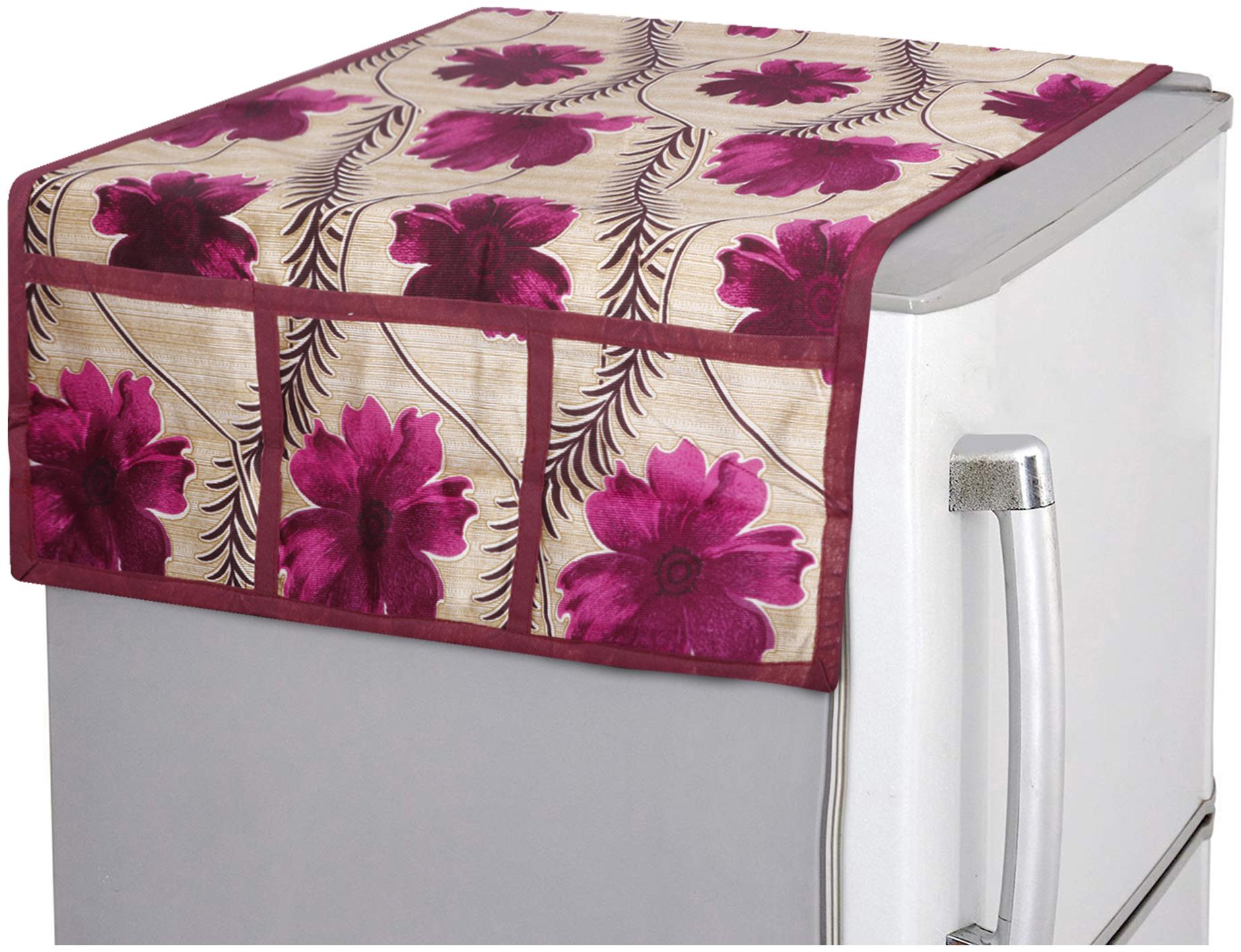 

E-Retailer Polyester 3-Layered Fridge Top Cover with 6 Utility Pockets (GoldenRed Size-39x21 inches)