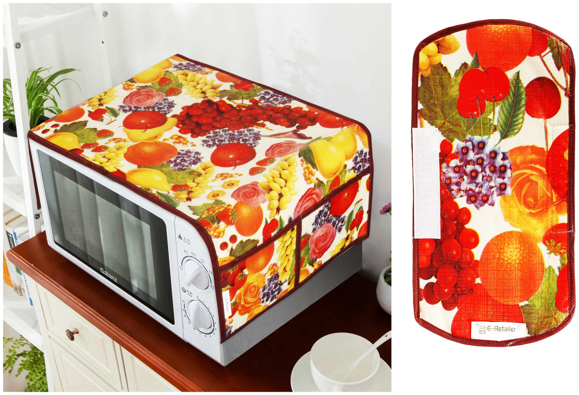 

E-Retailer Polyester 3-Layered Microwave-Oven Top Cover And 1 pc of Handle Cover(Multicolor Set of 2)