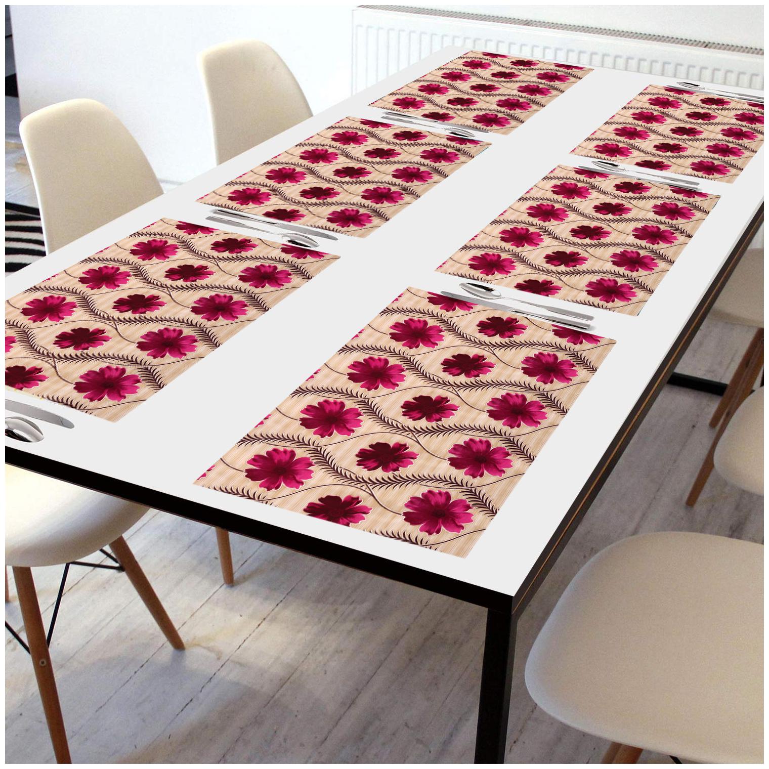 

E-Retailer PVC Waterproof Table Mats (GoldenRed Size 17 5x11 5 inch Set of 6)