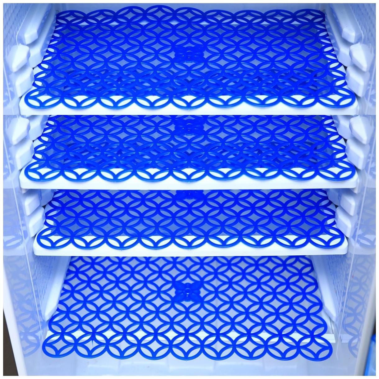 

E-Retailer PVC Anti Slip Round Jaali Fridge Mat Drawer Mat Set (Size 12X17 Inch Color- Blue Set Content Pack of 4)