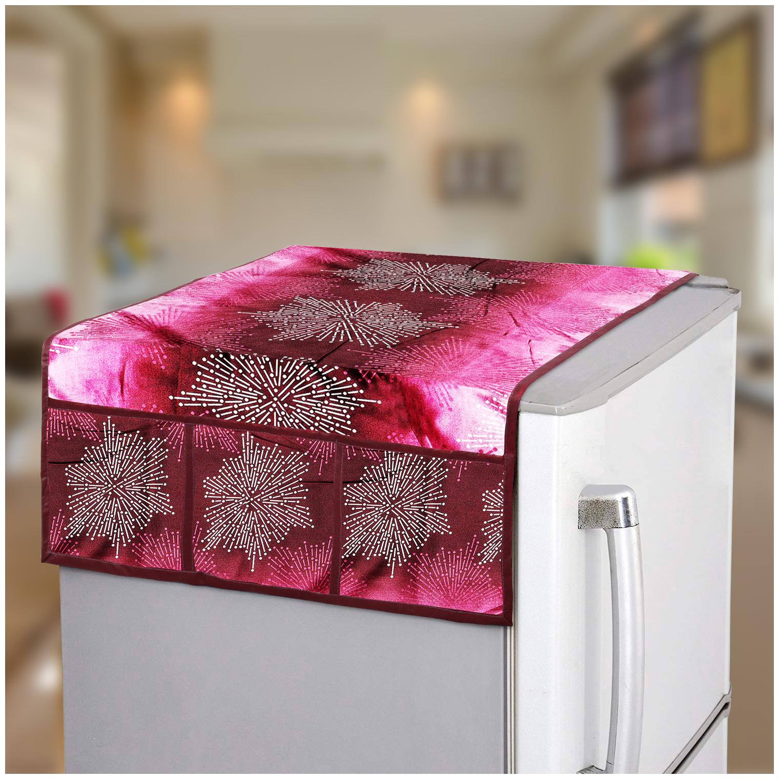 

E-Retailer Polyester 3-Layered Fridge Top Cover with 6 Utility Pockets (Pink)