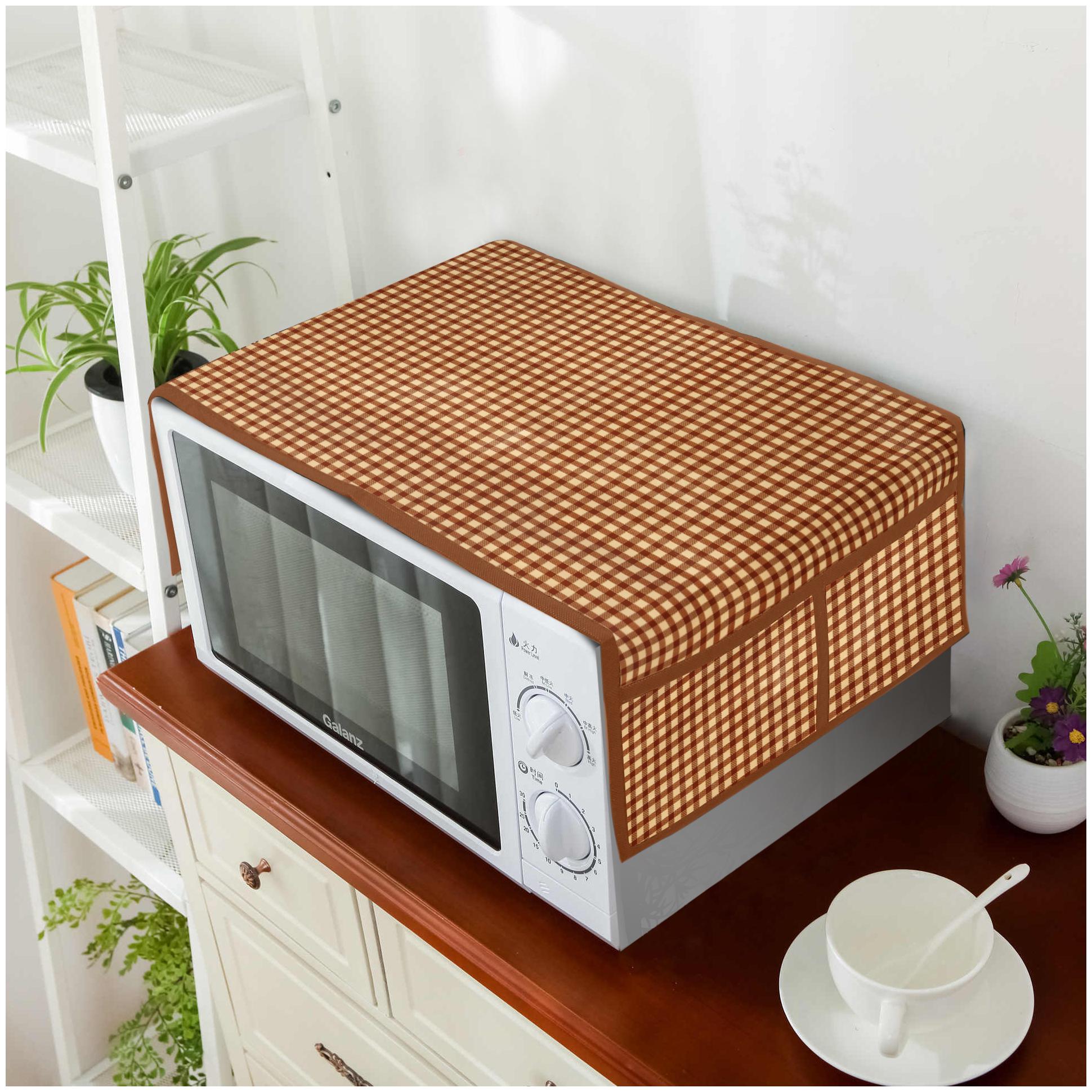 

E-Retailer PVC Water Proof 3-Layered Microwave-Oven Top Cover With 4 Pockets