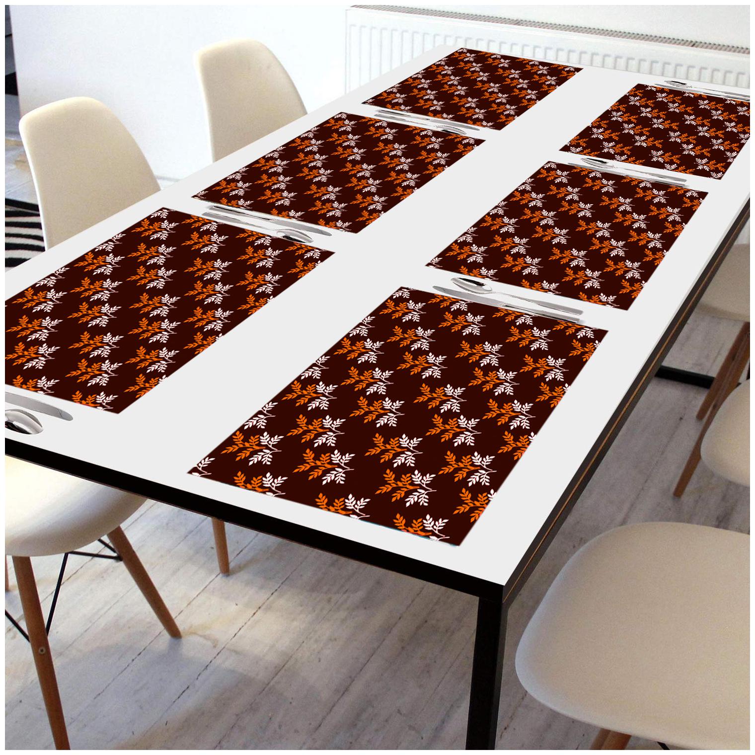 

E-Retailer PVC Waterproof Table Mats (Brown Size 17 5X11 5 inch Set of 6)