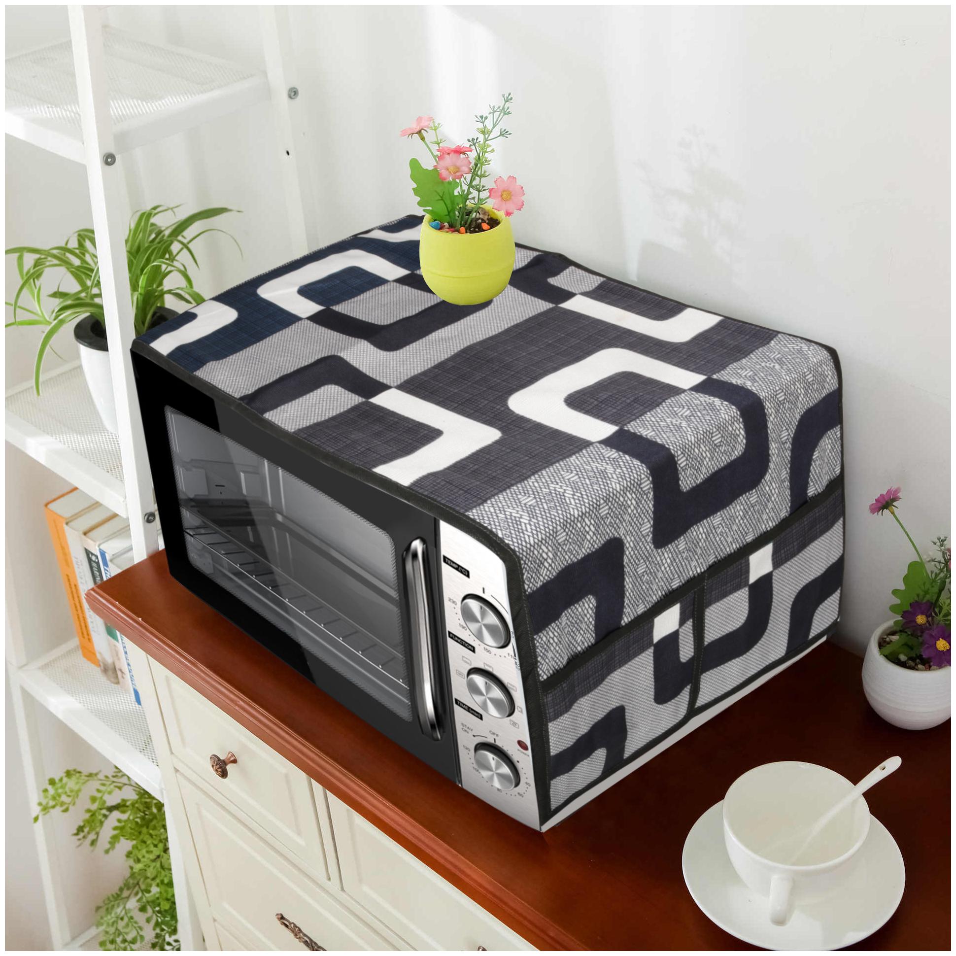 

E-Retailer Polyester 3-Layered Microwave-Oven Top Cover With 4 Pockets (Color- Black Size-36x14 Inches)