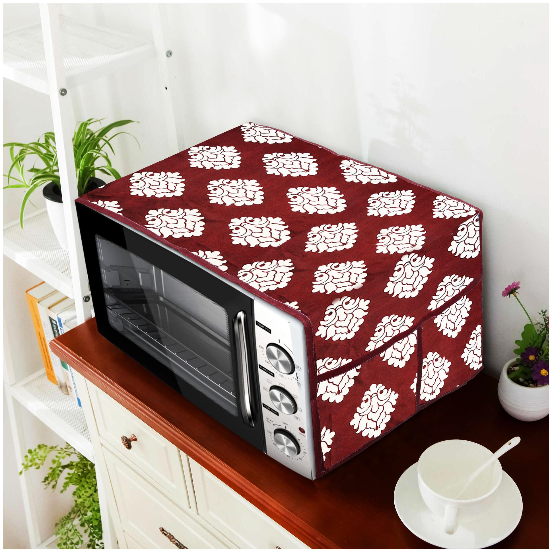 

E-Retailer Polyester 3-Layered Microwave-Oven Top Cover With 4 Pockets (Red)