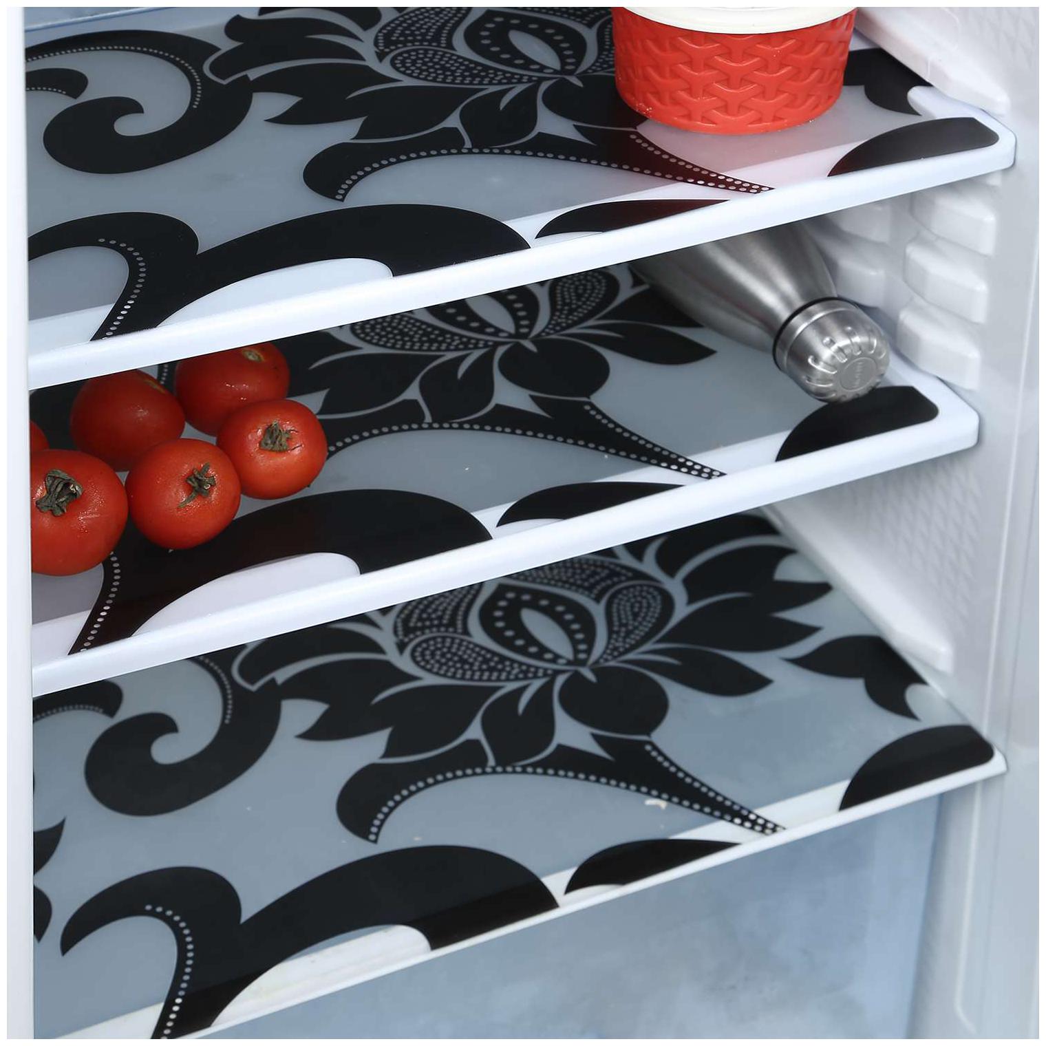 

E-Retailer Premium Quality Fridge Drawer Mats Fridge Mats Pack of 3 pcs 11X17 Inches(Black White)