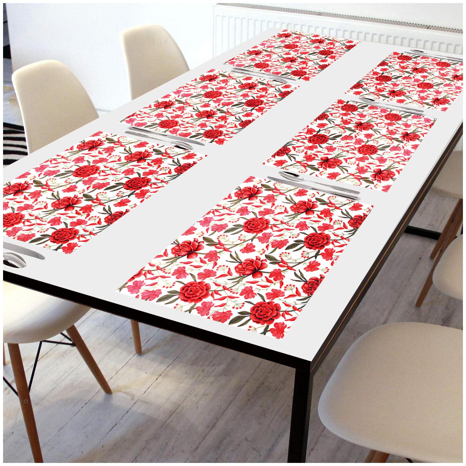 

E-Retailer PVC Waterproof Table Mats (Red Size 17 5x11 5 inch Set of 6)