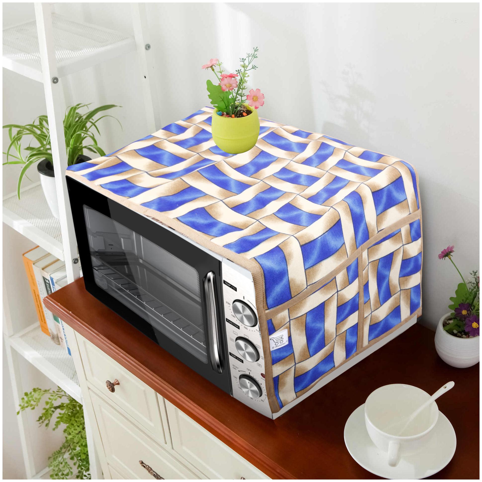 

E-Retailer Polyester 3-Layered Microwave-Oven Top Cover With 4 Pockets (Color- Blue Size-36x14 Inches)