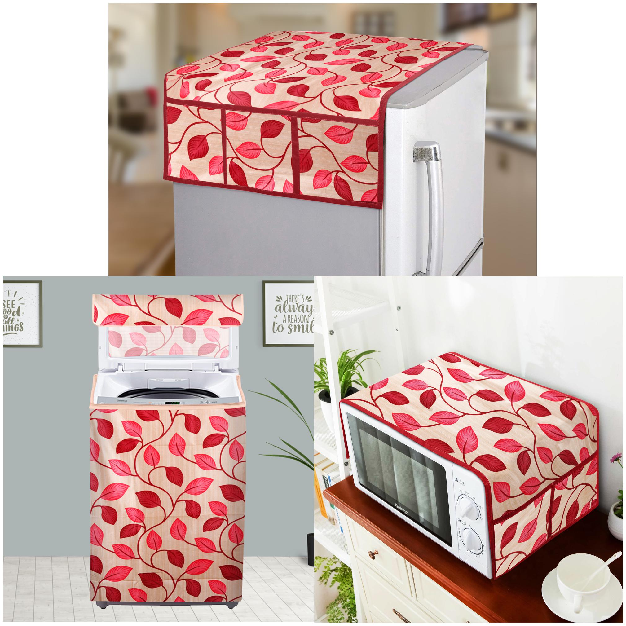 

E-Retailer Polyester 3-Layered Fridge Top Cover with 6 Pockets 1pc Oven Top Cover With 4 Pockets And 1pc Top Load Washing Machine Cover