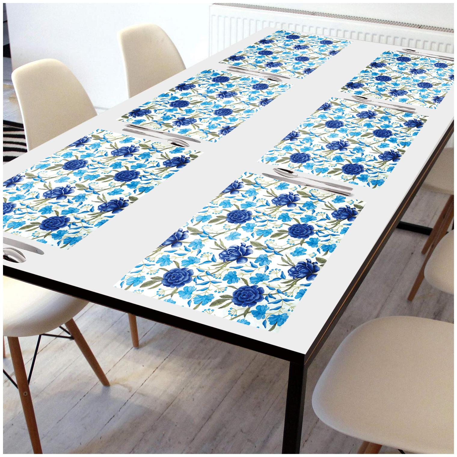 

E-Retailer PVC Waterproof Table Mats (Blue Set of 6)