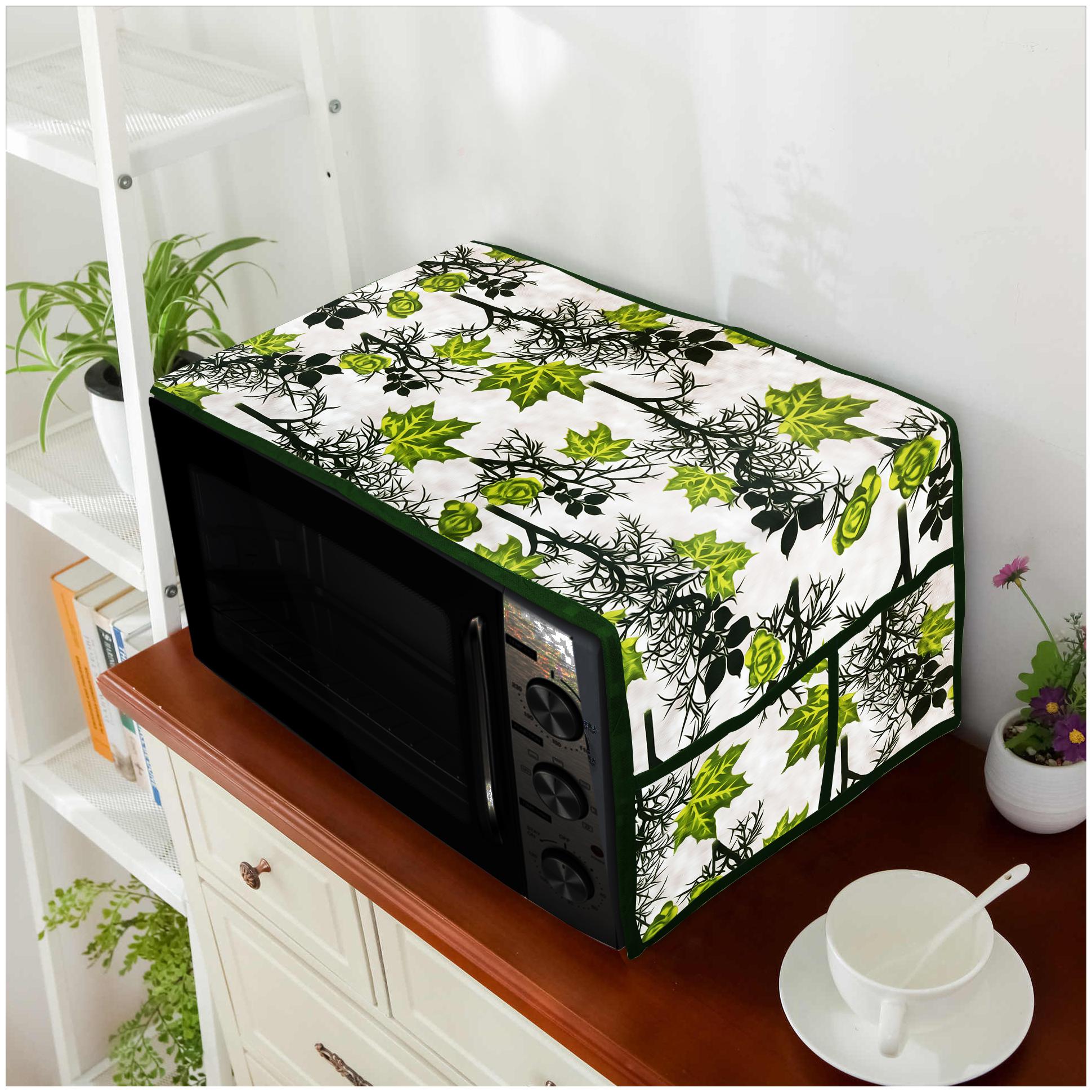 

E-Retailer Polyester 3-Layered Flower Print Microwave-Oven Top Cover With 4 Utility Pockets (Multi)