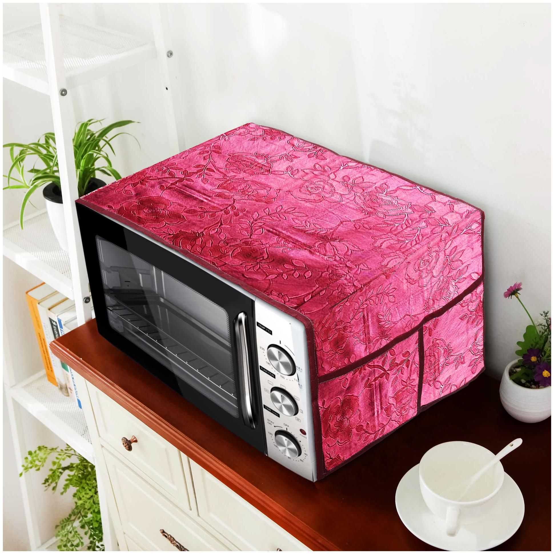 

E-Retailer PVC Water Proof Microwave-Oven Top Cover With 4 Pockets (Pink)