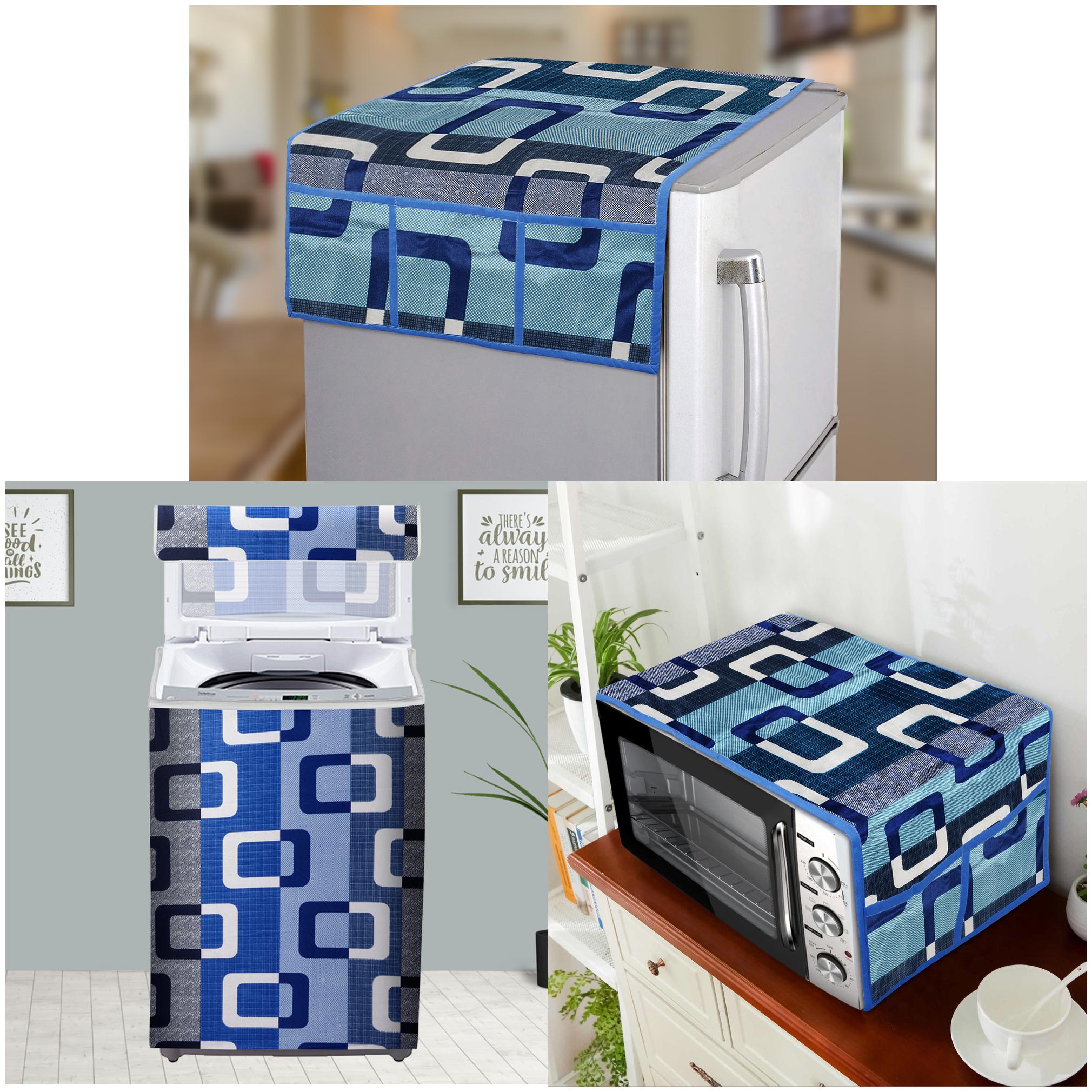 

E-Retailer Polyester 3-Layered Fridge Top Cover with 6 Pockets 1pc Oven Top Cover With 4 Pockets And 1pc Top Load Washing Machine Cover
