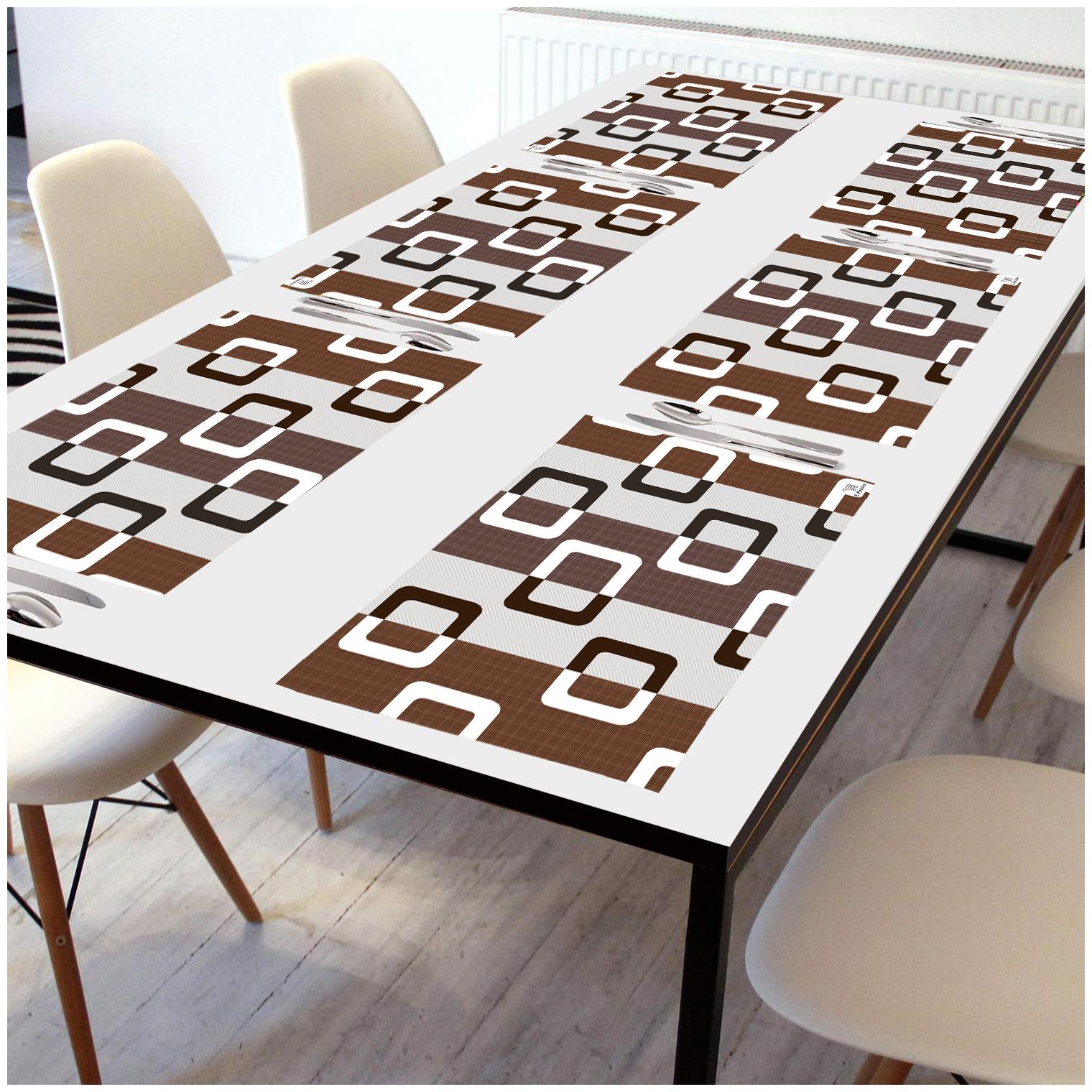 

E-Retailer PVC Waterproof Table Mats (Brown Size 17 5x11 5 inch Set of 6)