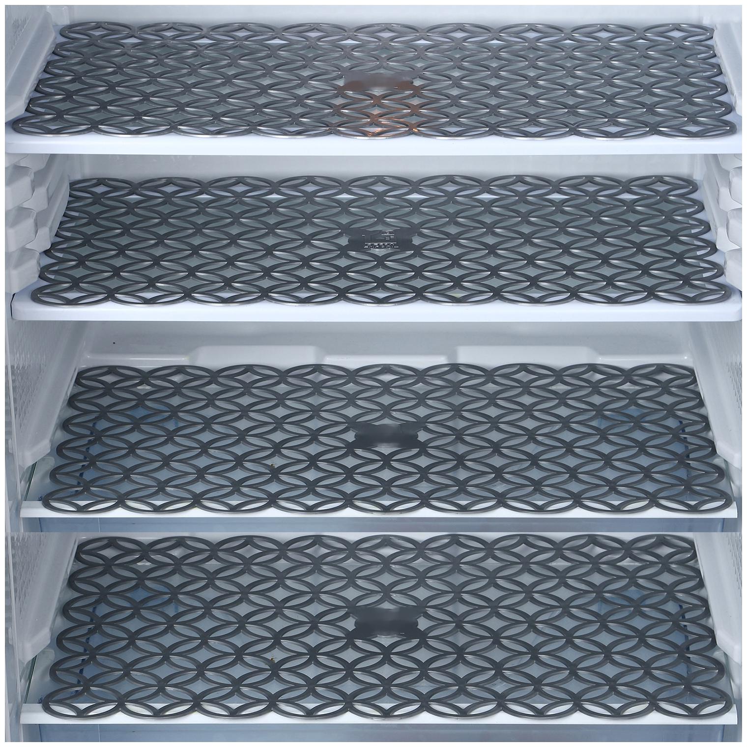

E-Retailer PVC Anti Slip Round Jaali Fridge Mat Drawer Mat Set (Size 12X17 Inch Color- Grey Set Content Pack of 4)