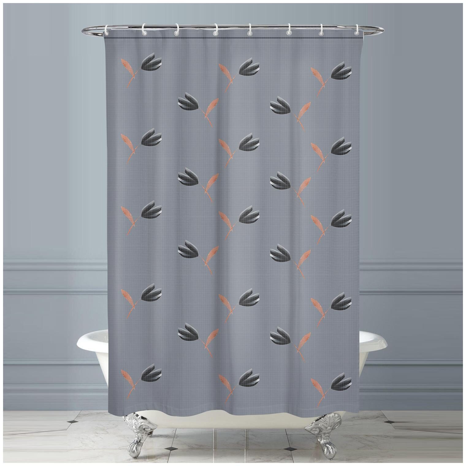 

E-Retailer PVC Shower Curtain Liner for Bathroom Showers and Bathtubs with 8 Hooks (Size 7x4 5 ft Color Grey)