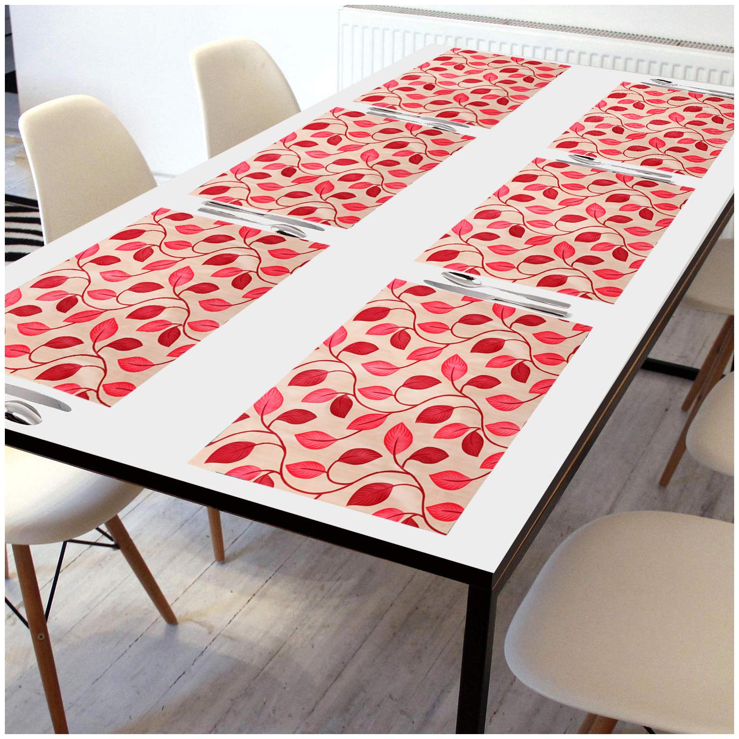 

E-Retailer PVC Waterproof Table Mats (Red Set of 6)