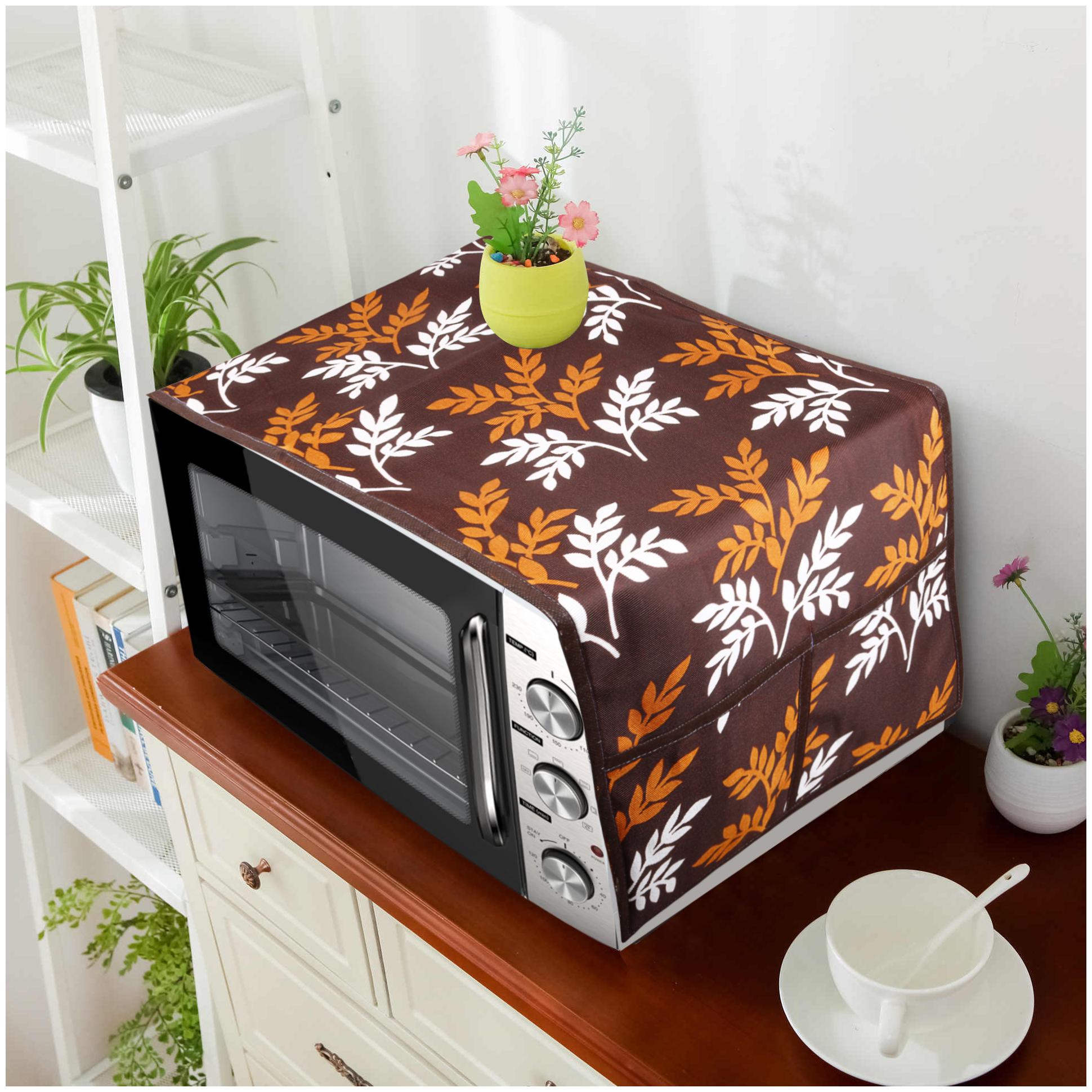 

E-Retailer Polyester 3-Layered Microwave-Oven Top Cover With 4 Pockets (Color- Brown Size-36x14 Inches)