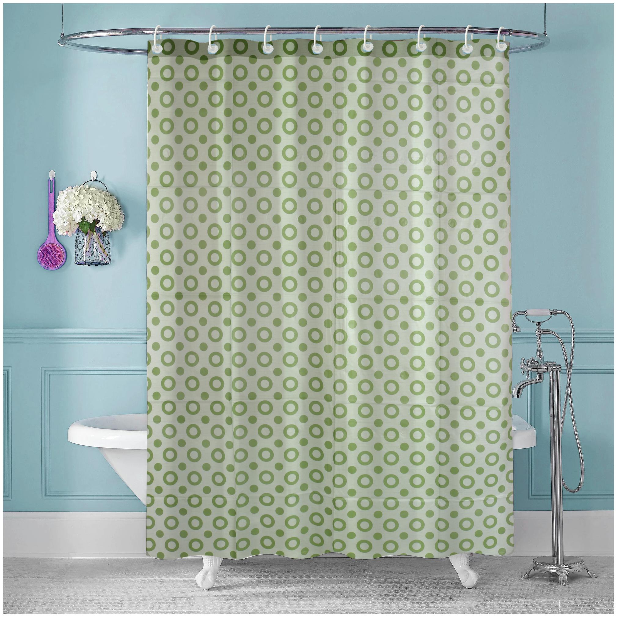 

E-Retailer PVC Long Door Semi Transparent Green Shower Curtain ( Rod Pocket Closure Polka Dot )