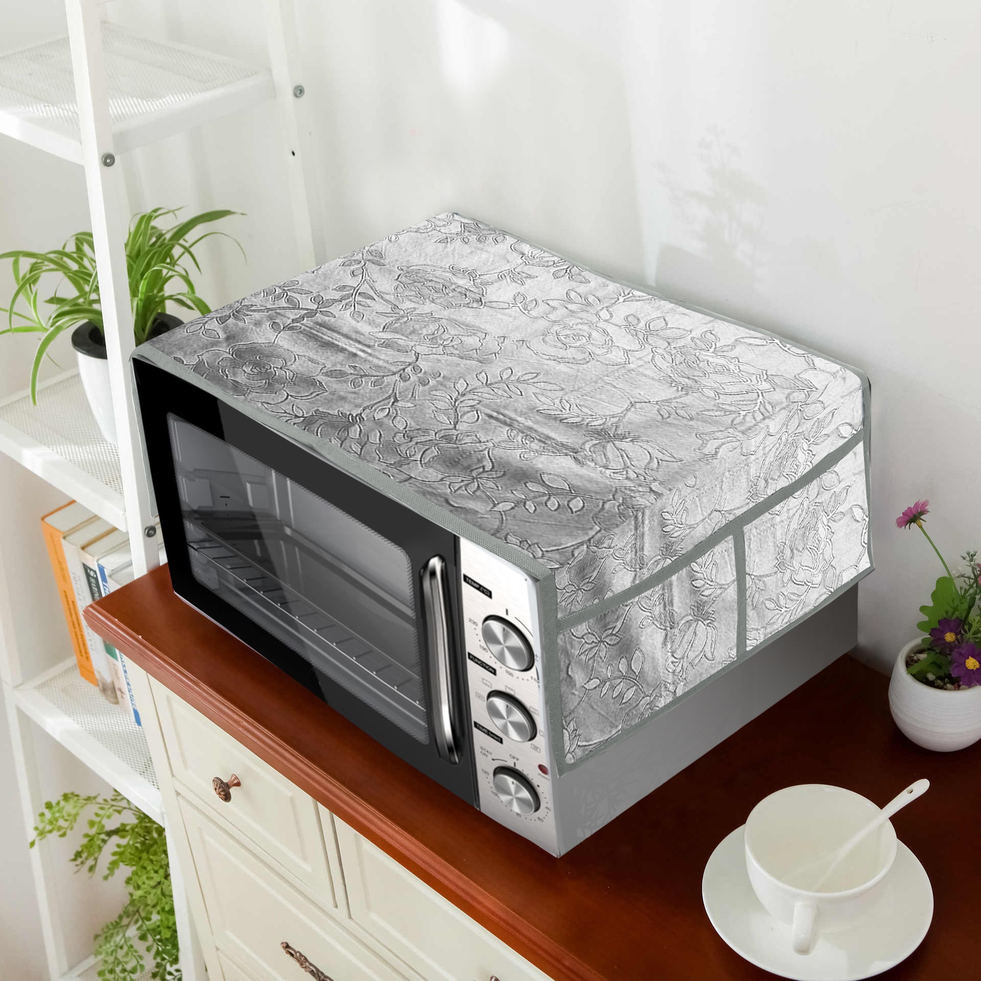 

E-Retailer PVC Water Proof Microwave-Oven Top Cover With 4 Pockets (Grey)