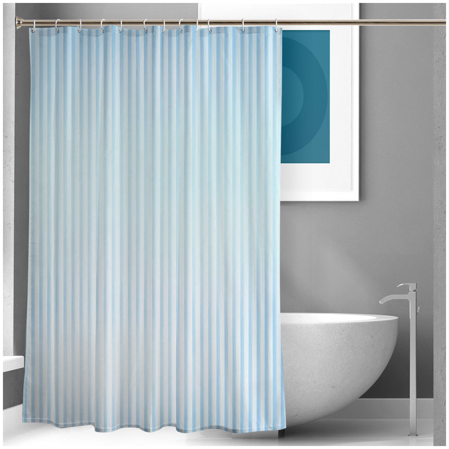 

E-Retailer PVC Door Semi Transparent Blue Shower Curtain ( Eyelet Closure Striped )