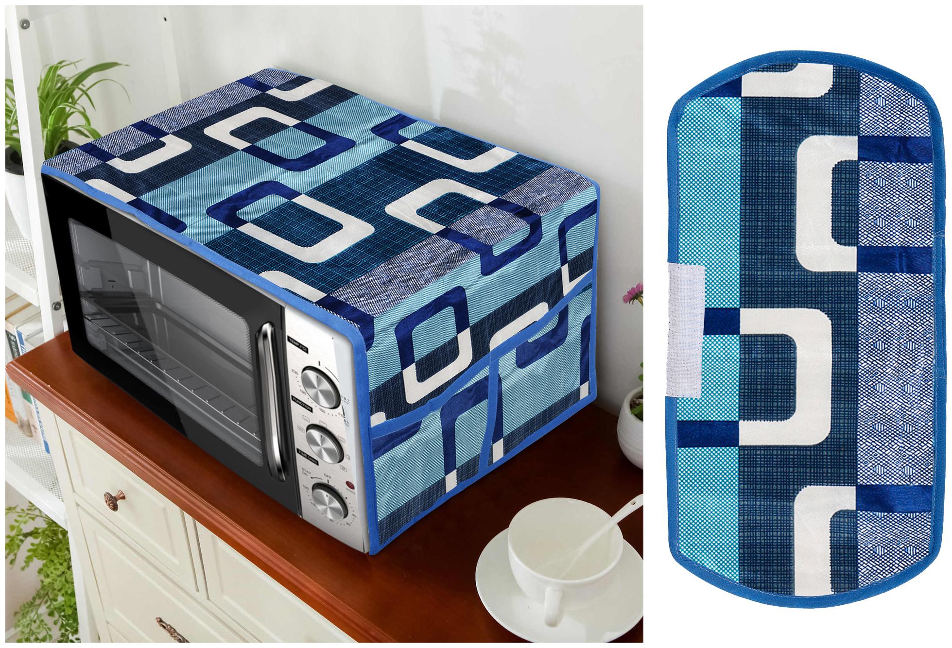 

E-Retailer Polyester 3-Layered Microwave-Oven Top Cover And 1 pc of Handle Cover(Blue Set of 2)
