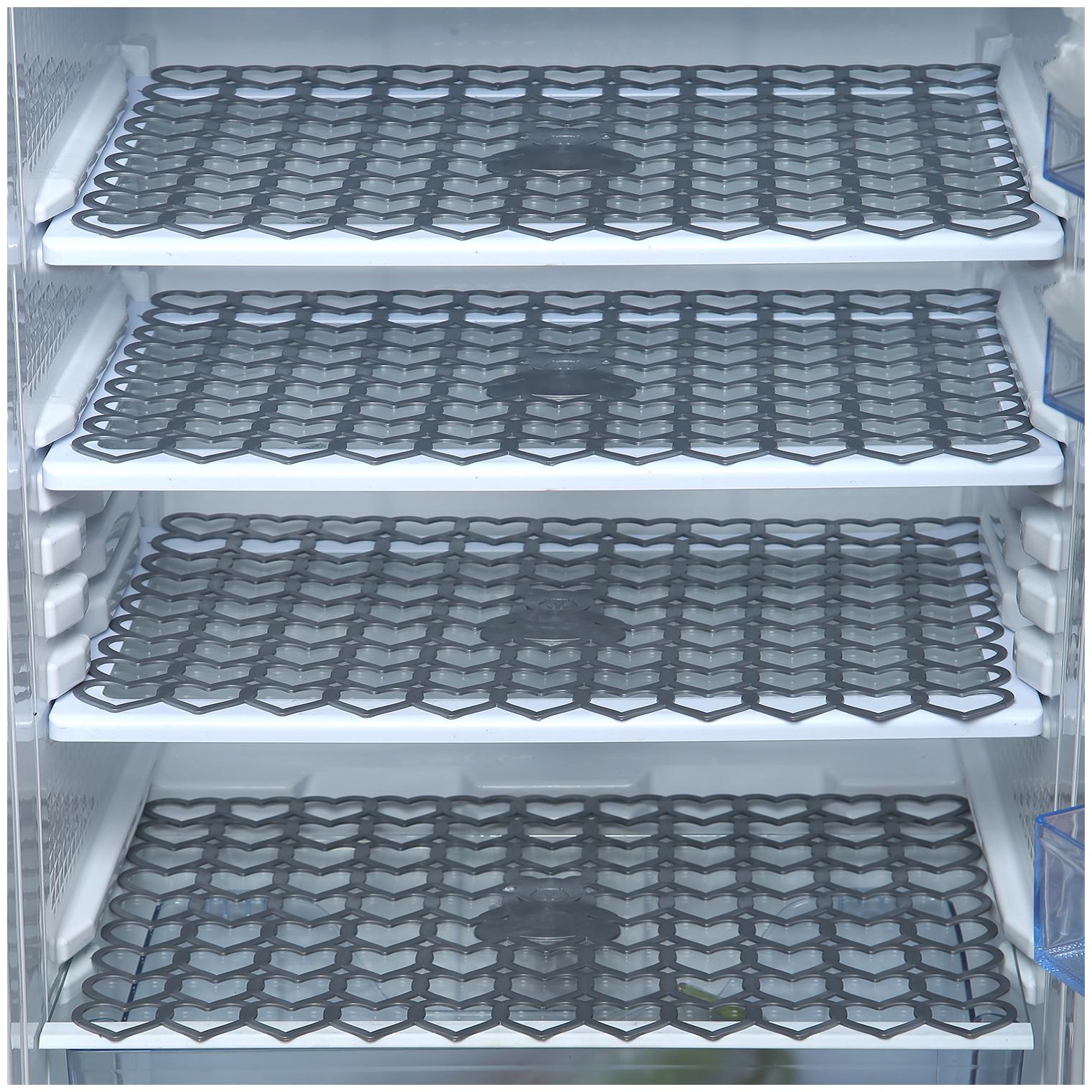 

E-Retailer PVC Anti Slip Jaali Fridge Mat Drawer Mat Set (Size 12X17 Inch Color- Grey Set Content Pack of 4)