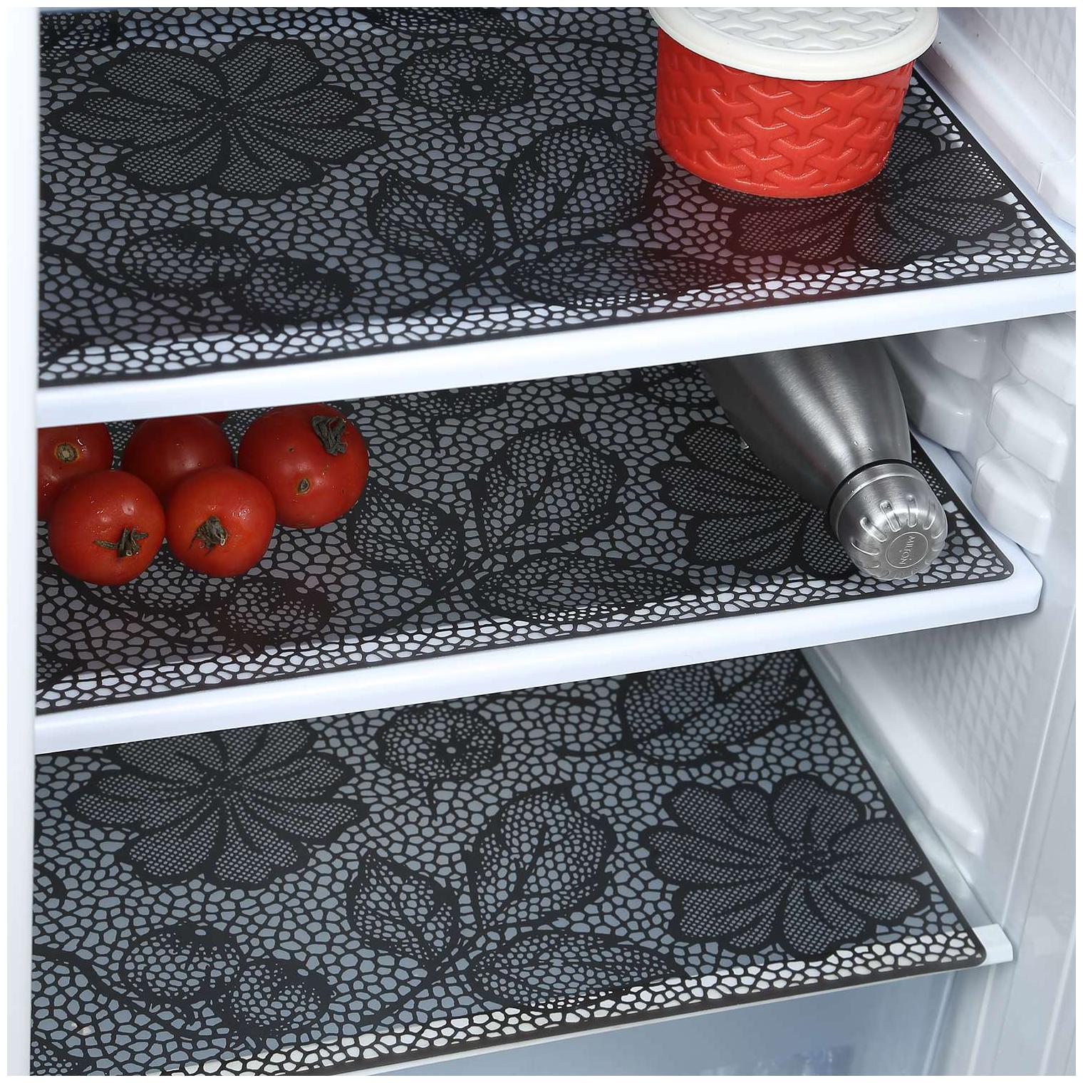 

E-Retailer Premium Quality Fridge Drawer Mats Fridge Mats Pack of 3 pcs 11X17 Inches(Black White)