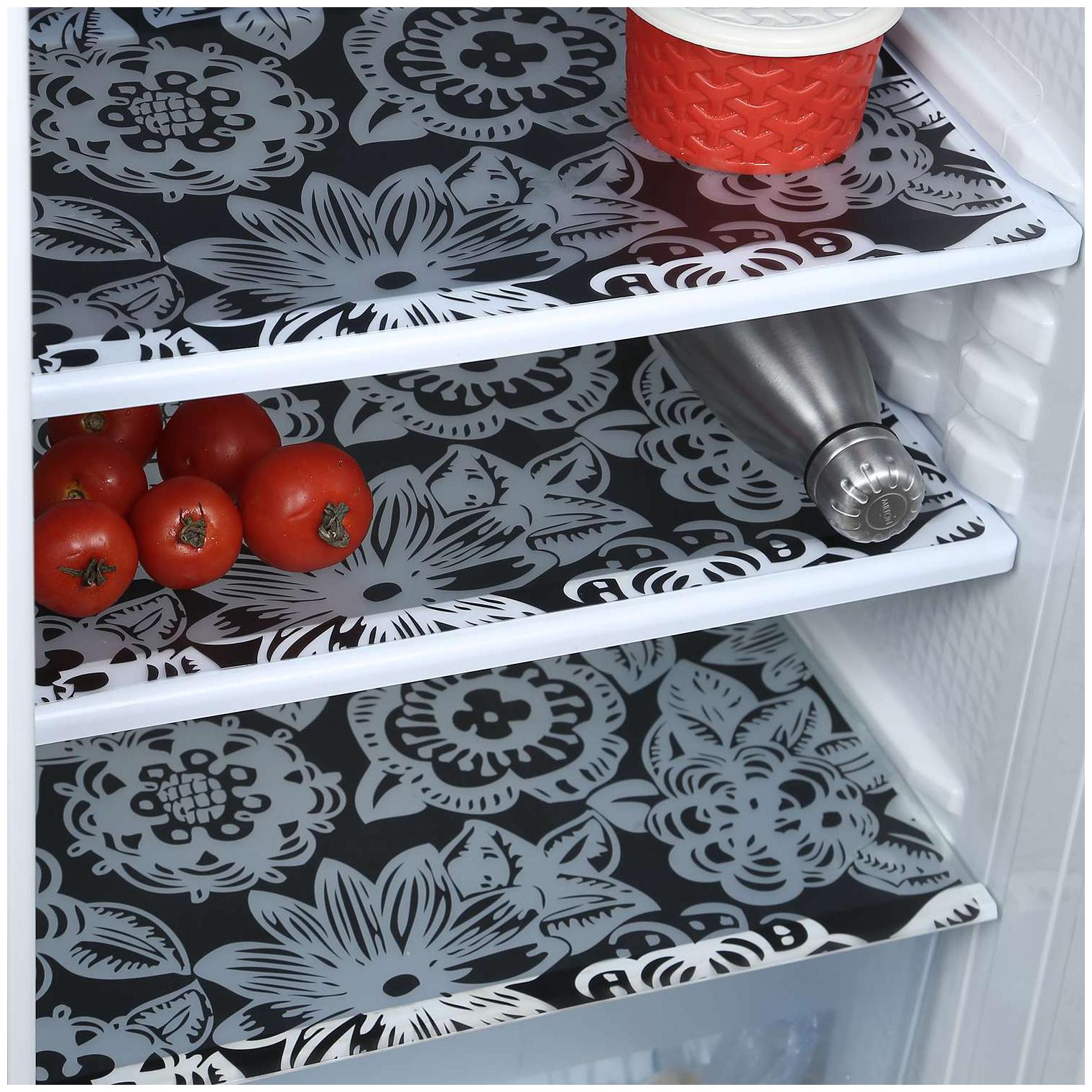 

E-Retailer Premium Quality Fridge Drawer Mats Fridge Mats Pack of 3 pcs 11X17 Inches(Black White)