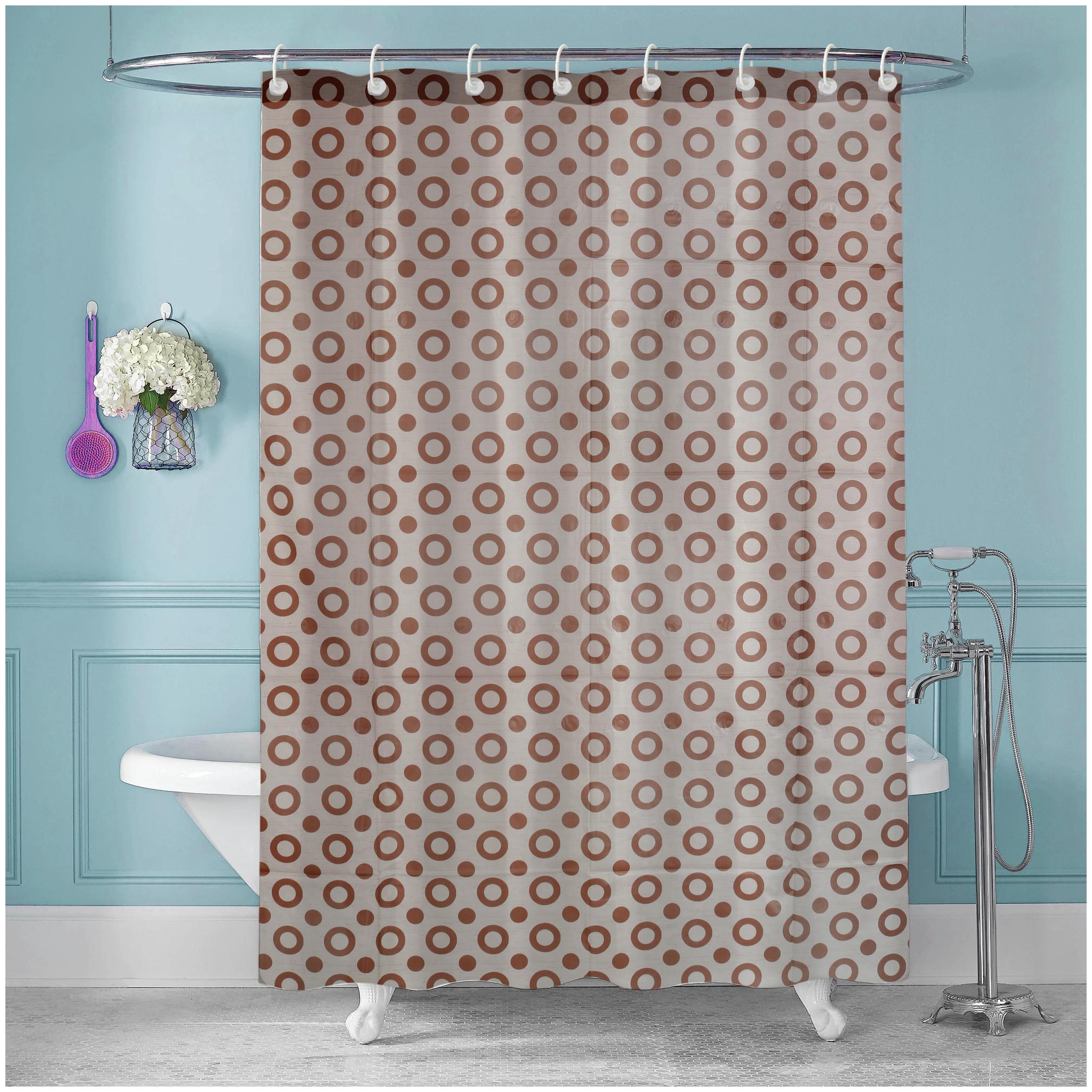 

E-Retailer PVC Long Door Semi Transparent Brown Shower Curtain ( Rod Pocket Closure Polka Dot )