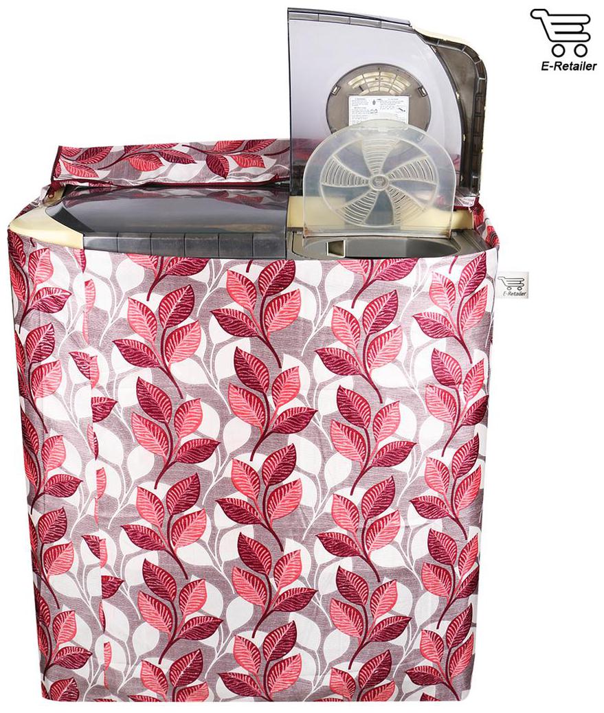 

E-Retailer Classic Pink Leaves Design Semi-Automatic Washing Machine Cover 5 kg To 8 kg Capacity