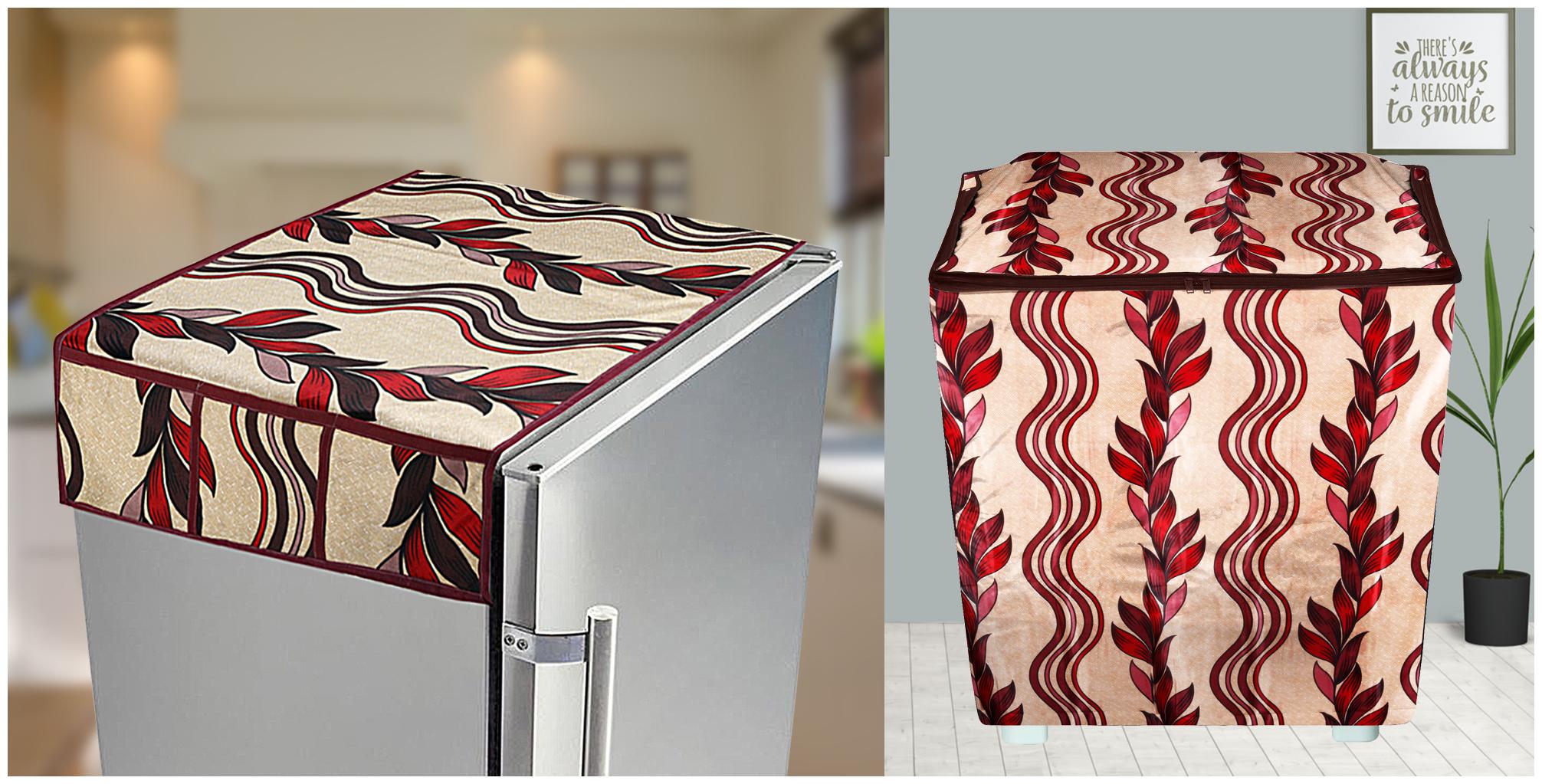 

E-Retailer Semi-Automatic Washing Machine Cover And Fridge Top Cover(GoldenRed Set of 2 Pcs)