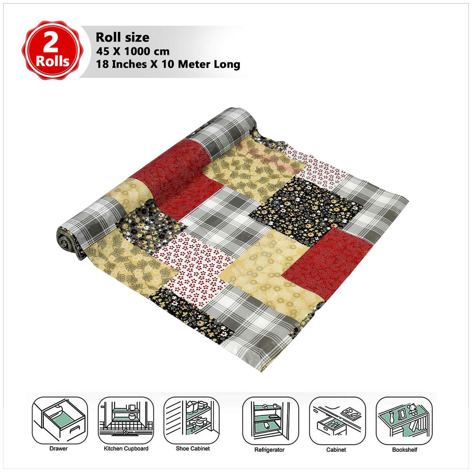 

E-Retailer Set of 2 pc Multipurpose Super Strong Anti-Slip Mat Liner for Kitchen Shelf Roll - Size 1000x45cm (10 Meter Roll Multi)