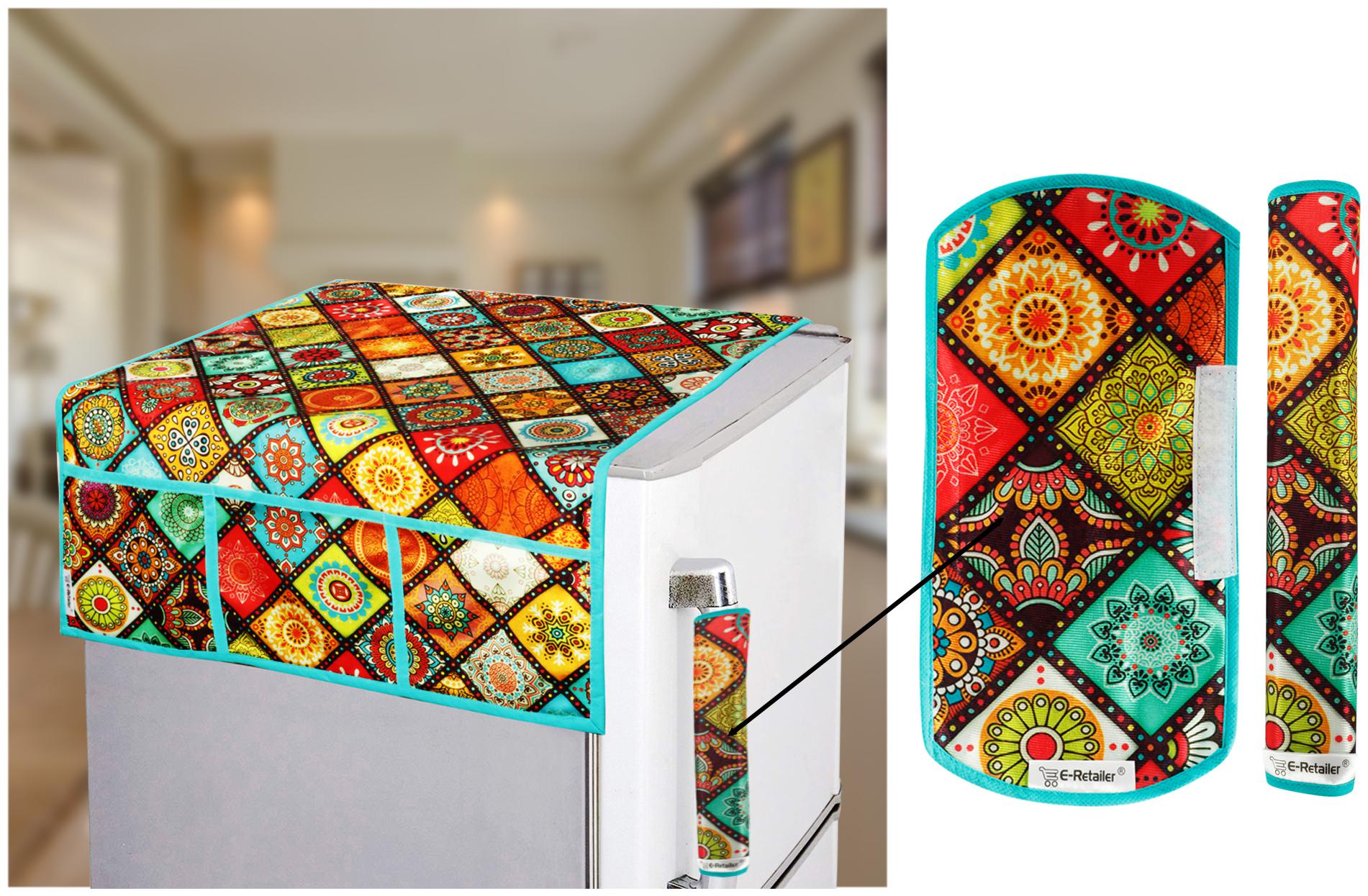 

E-Retailer Set of Polyester 3-Layered 1 pc Fridge Top Cover and 2 pcs Fridge Handle Cover (Multi Set of 3)