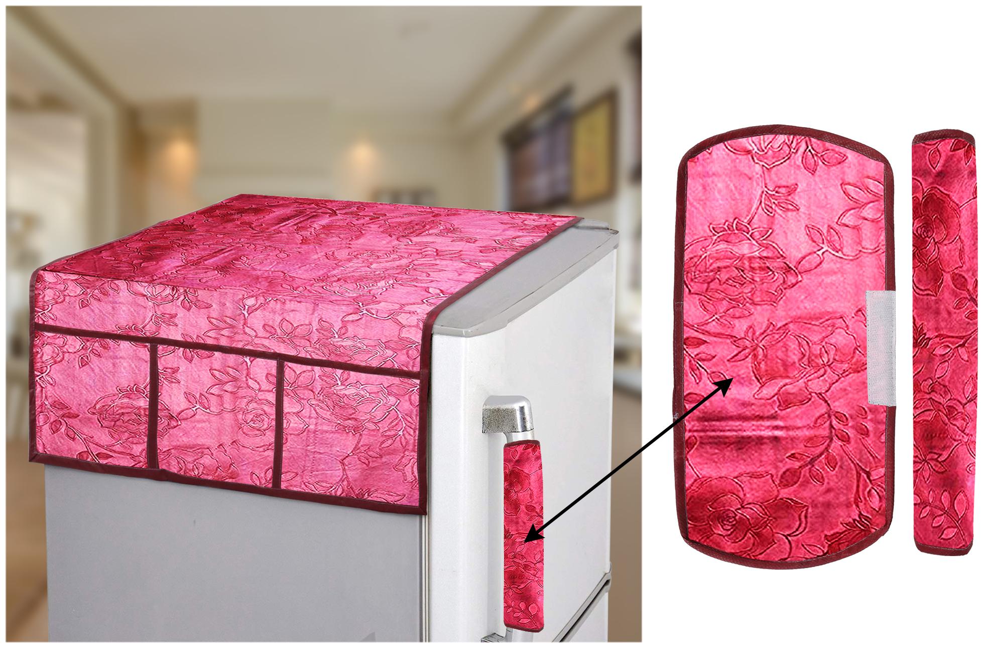 

E-Retailer Set of 1 Fridge Cover and 2 Fridge Handle Cover (Red Set of 3)