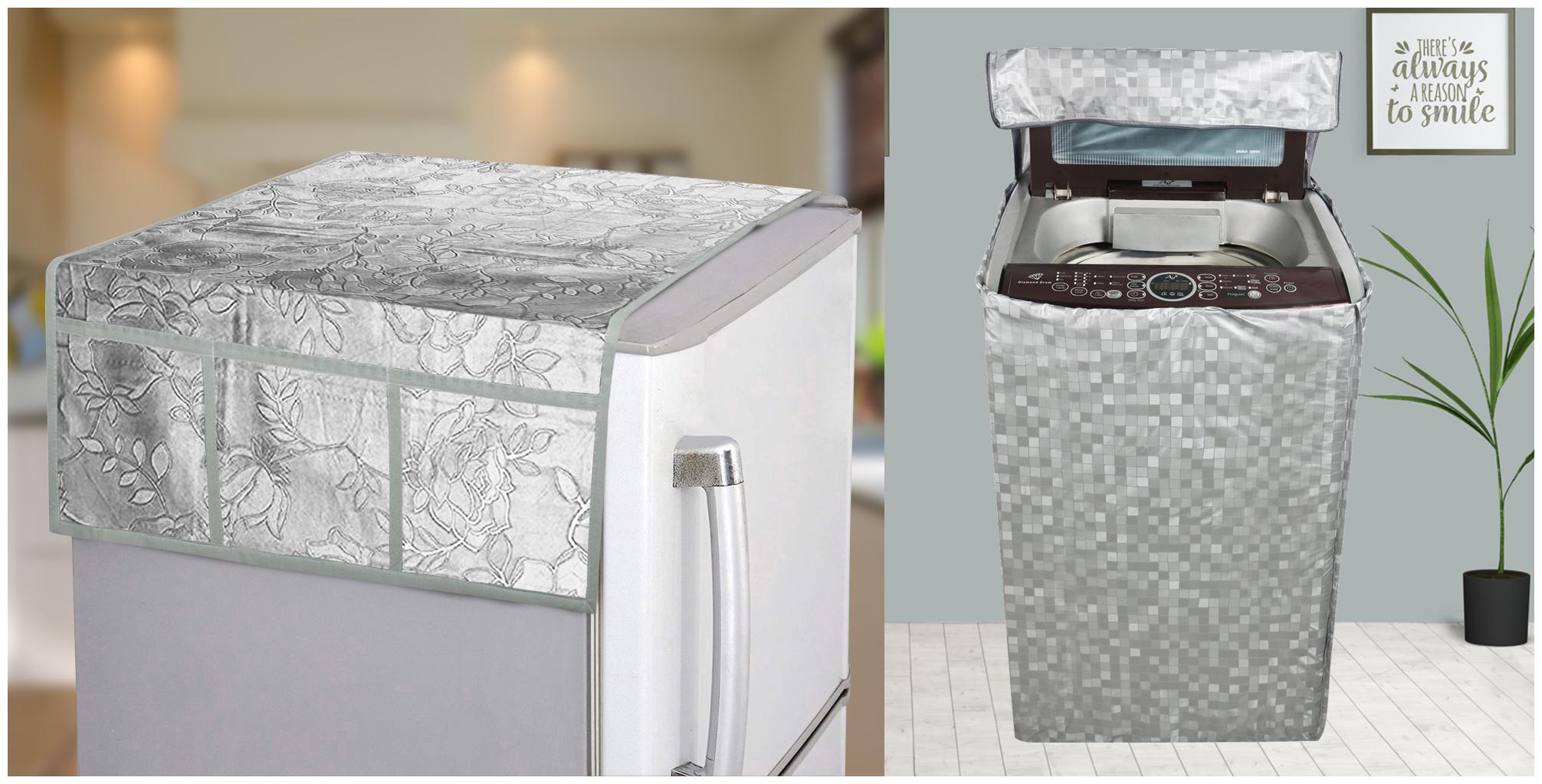 

E-Retailer Top Load Washing Machine Cover For 5kg To 7 5Kg And Fridge Top Cover (Grey Set Of 2)