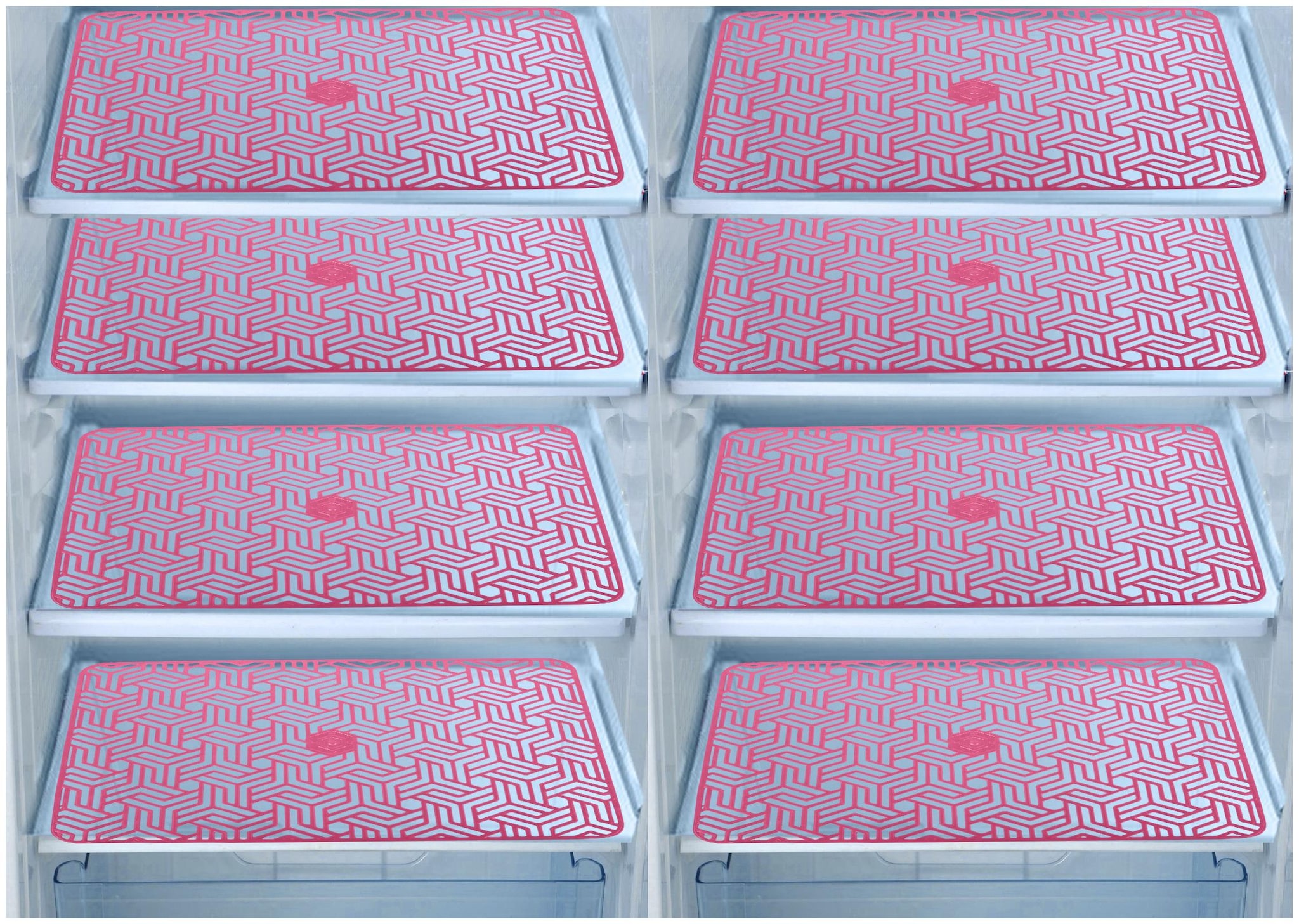 

E-Retailer Waterproof PVC Refrigerator Drawer Mats Fridge Mats Multi Purpose Mats (Pink Set of 8)